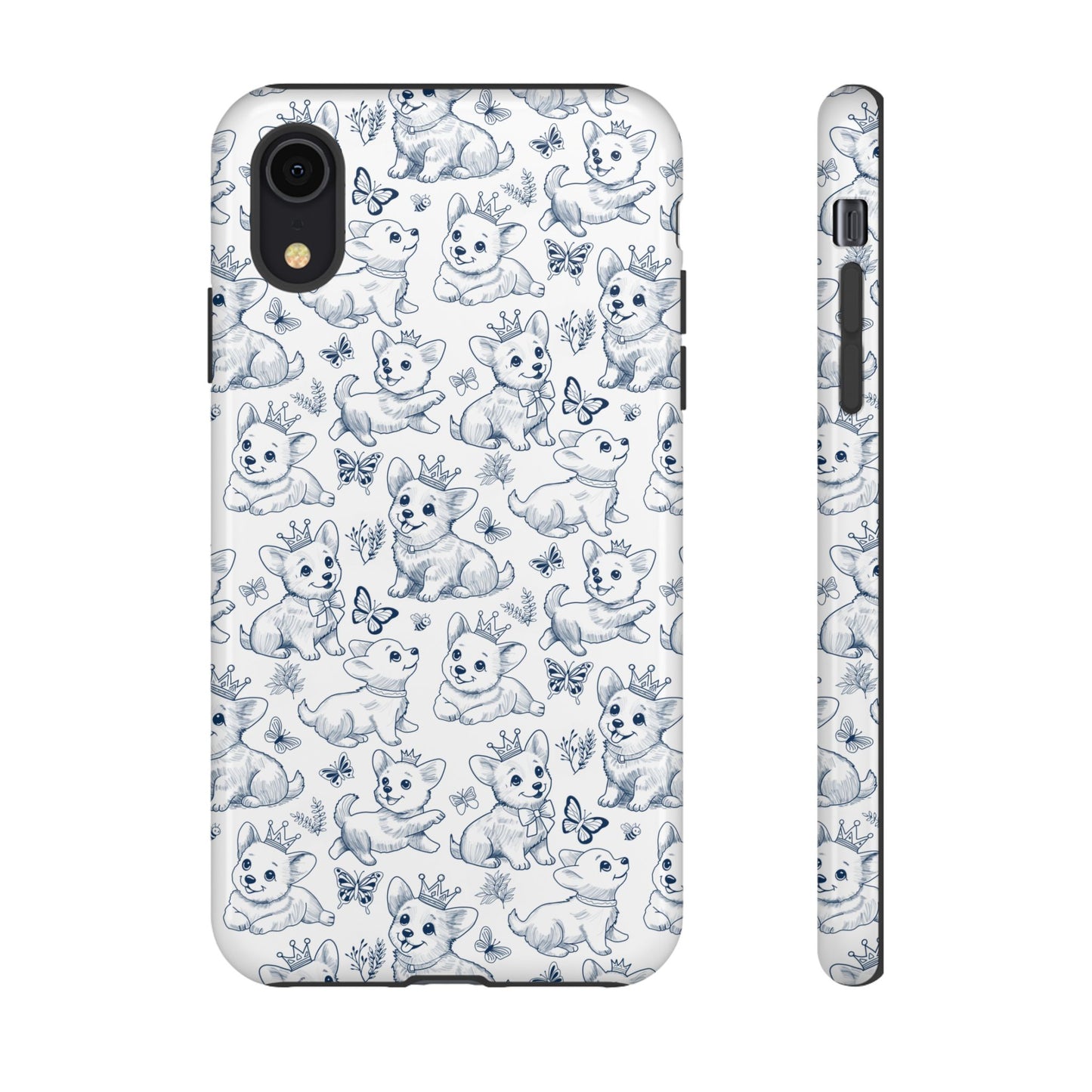 Playful Corgi Toile de Jouy IPhone Tough Phone Case