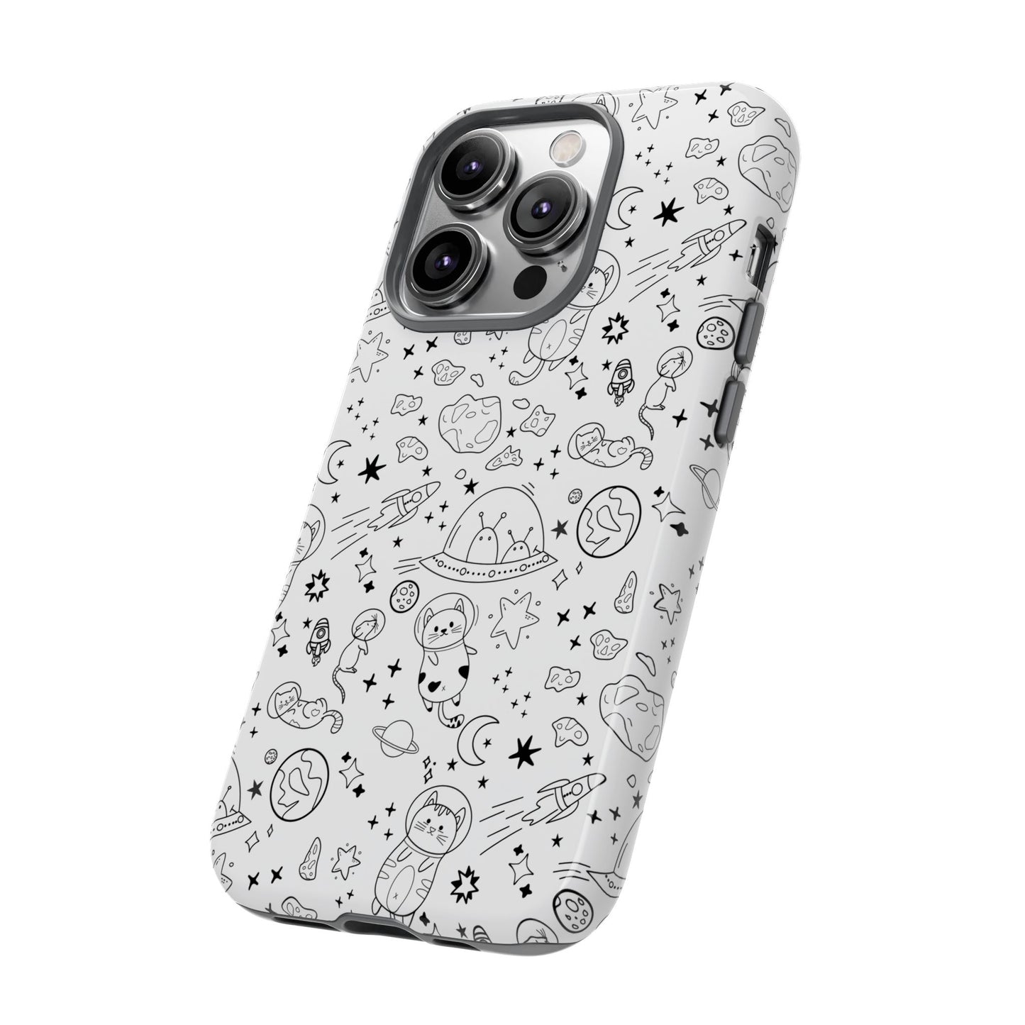 Cosmic Space Cats Doodle Tough iPhone Case
