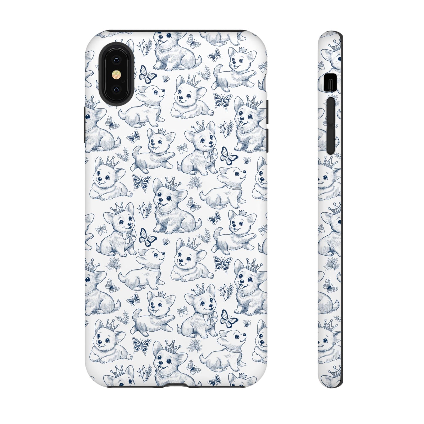 Playful Corgi Toile de Jouy IPhone Tough Phone Case
