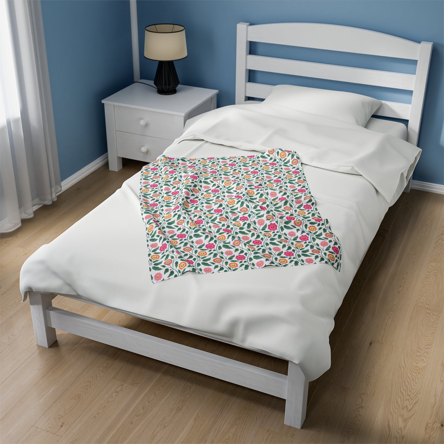 Happy Trailing Kawaii Flower Cottagecore Cozy Plush Blanket