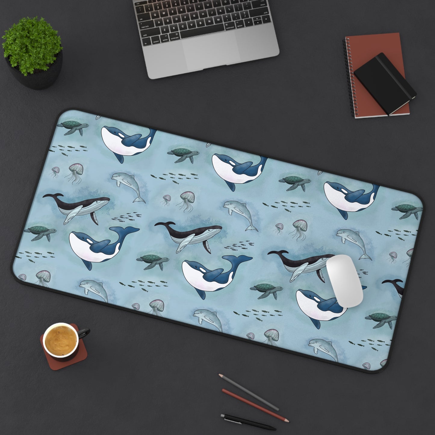 Ocean-Inspired Whale, Dolphin & Sea Turtle Desk Mat
