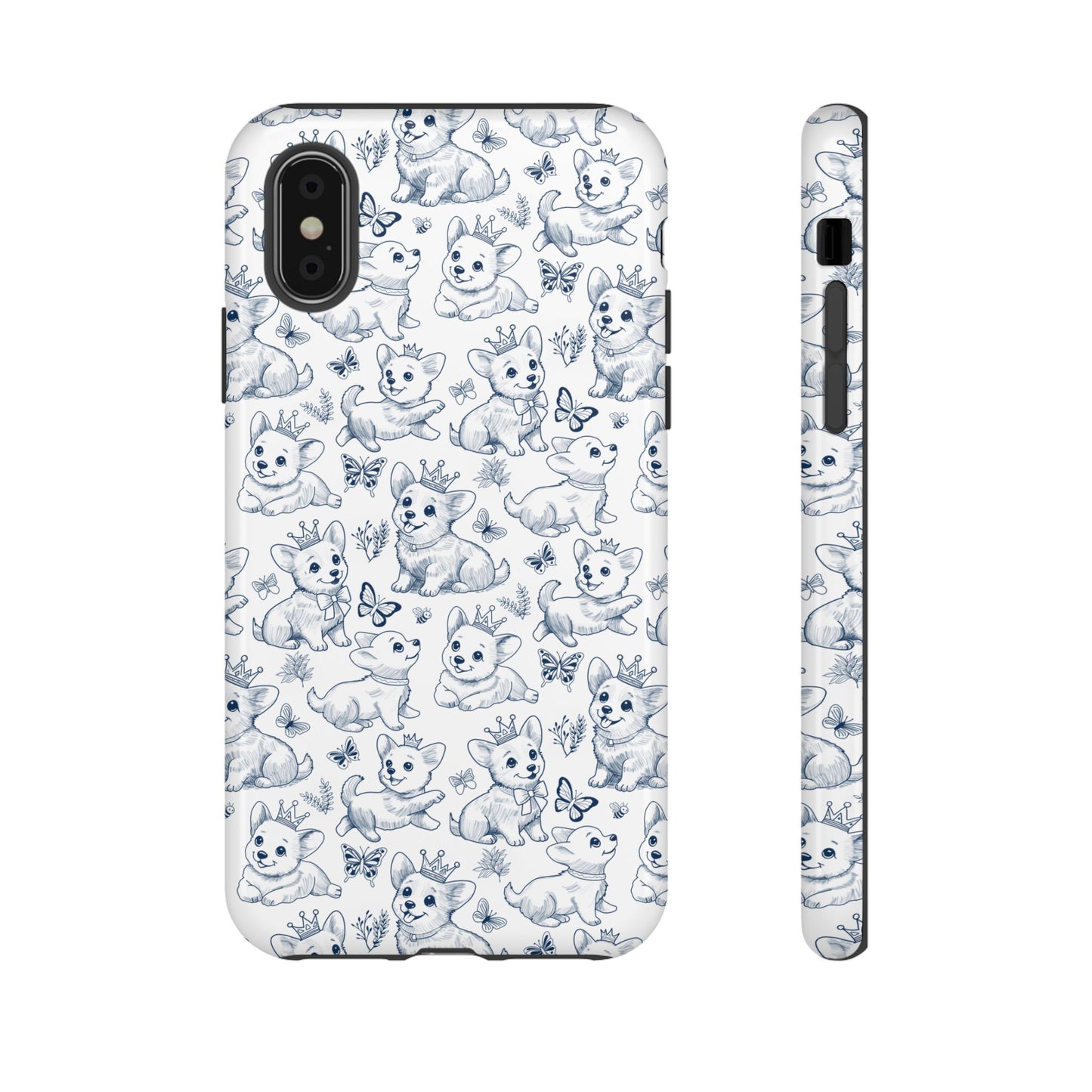 Playful Corgi Toile de Jouy IPhone Tough Phone Case