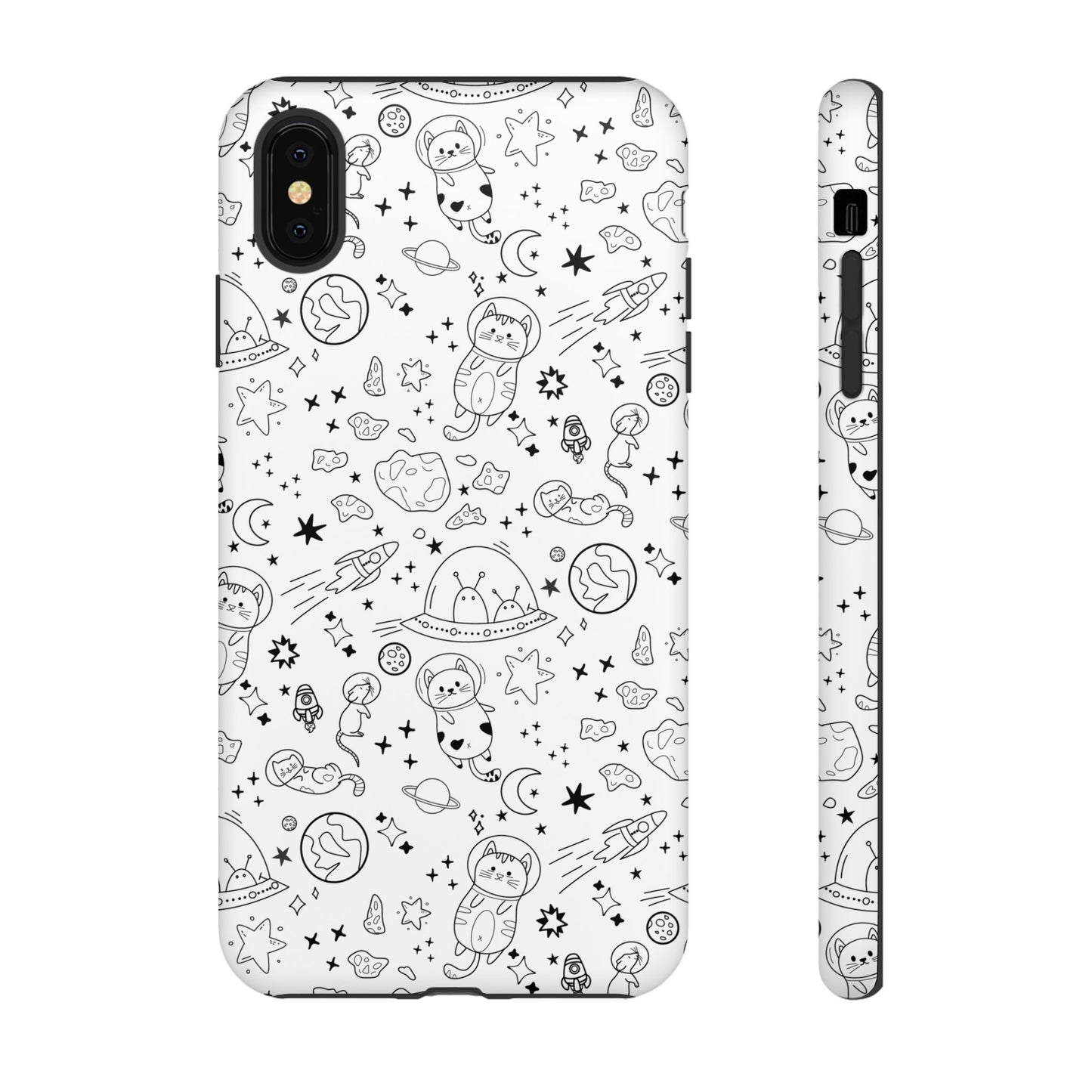 Cosmic Space Cats Doodle Tough iPhone Case