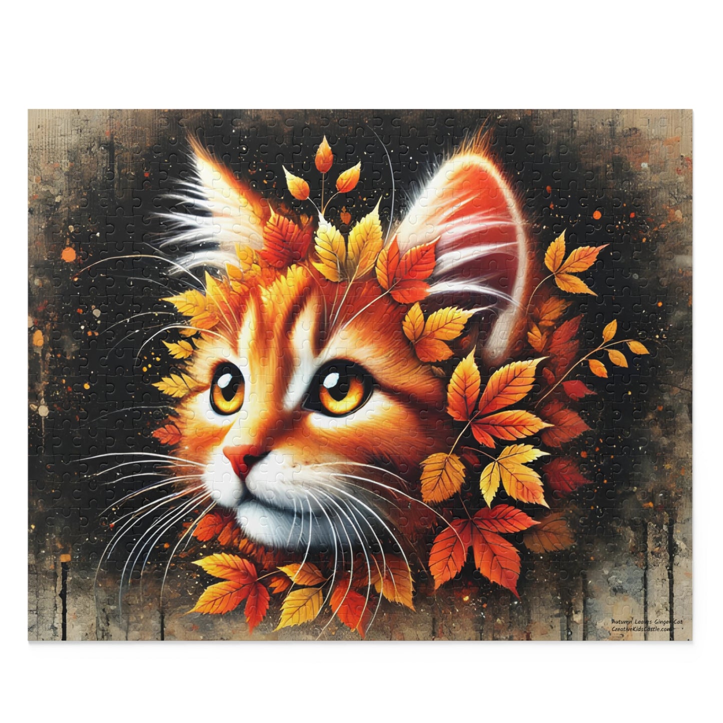 Autumn Leaves Ginger Cat Jigsaw Puzzle