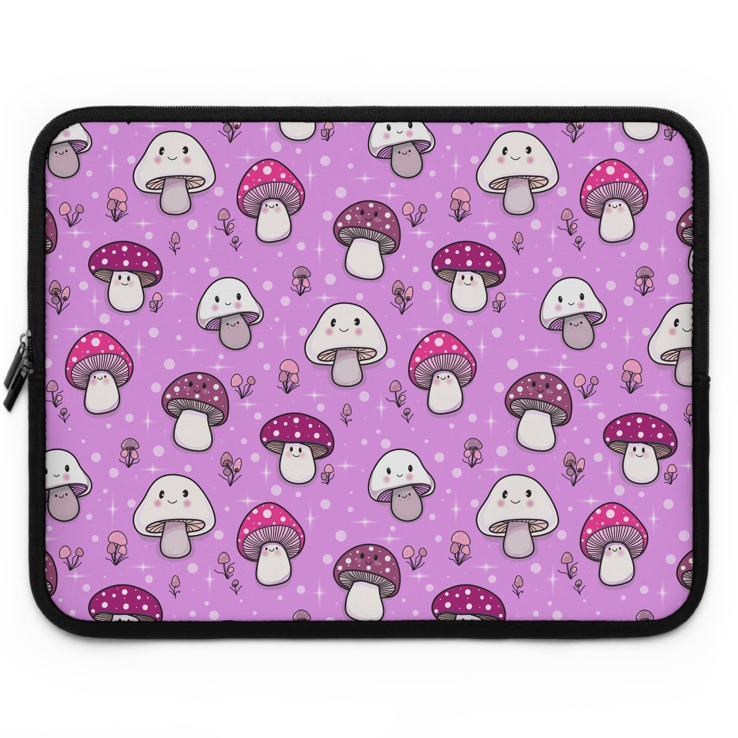 Happy Fungi Cottagecore Magenta Laptop Sleeve or Tablet Cover