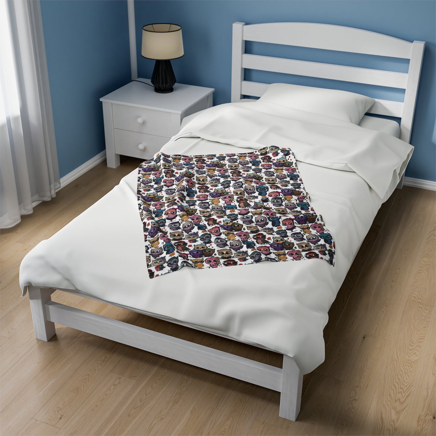 Cute Flock of Owls Cozy Velveteen Plush Blanket