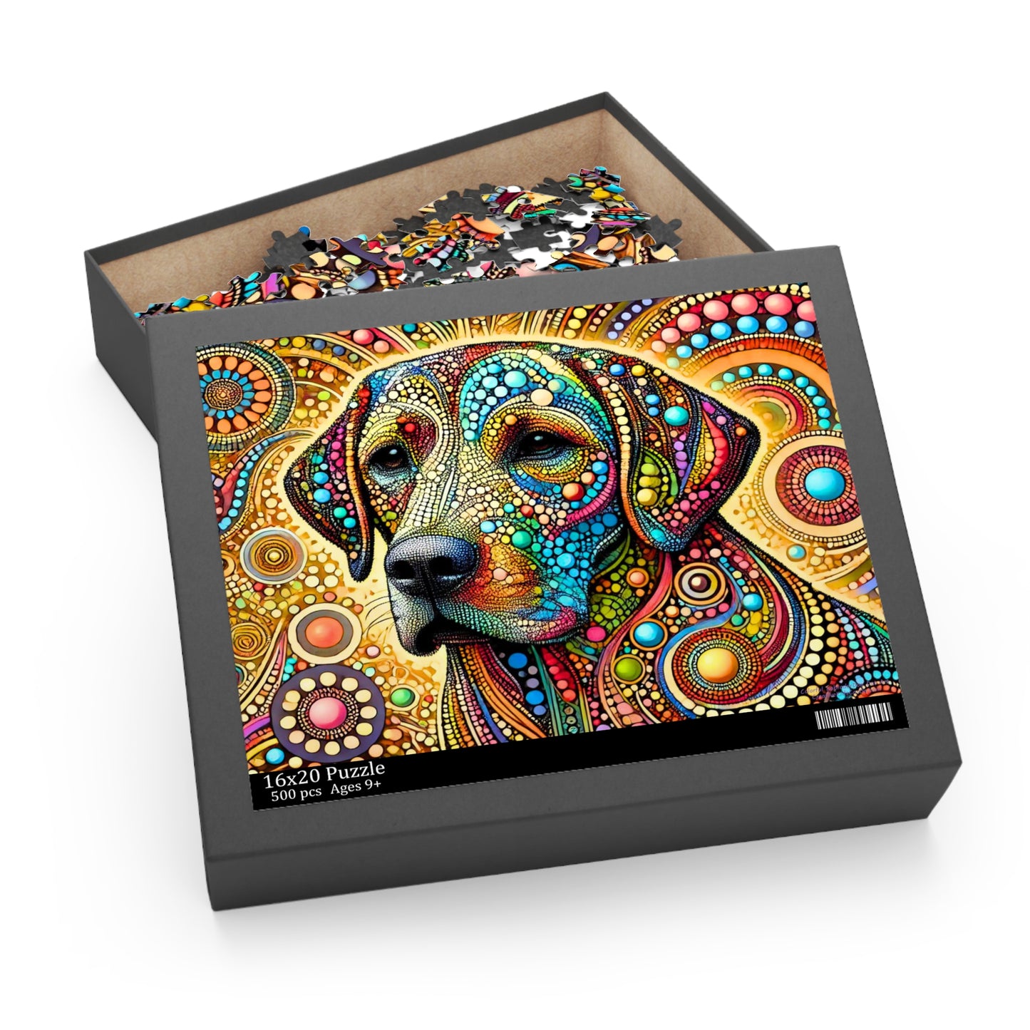 Colorful Labrador Dog Dot Art Puzzle (120, 252, 500-Piece)