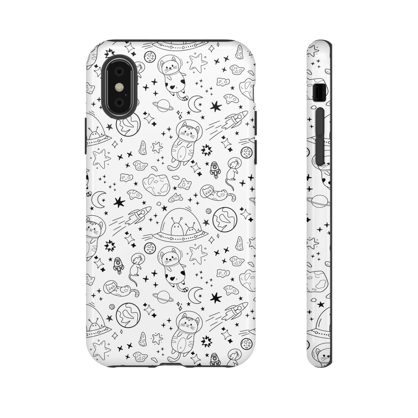 Cosmic Space Cats Doodle Tough iPhone Case