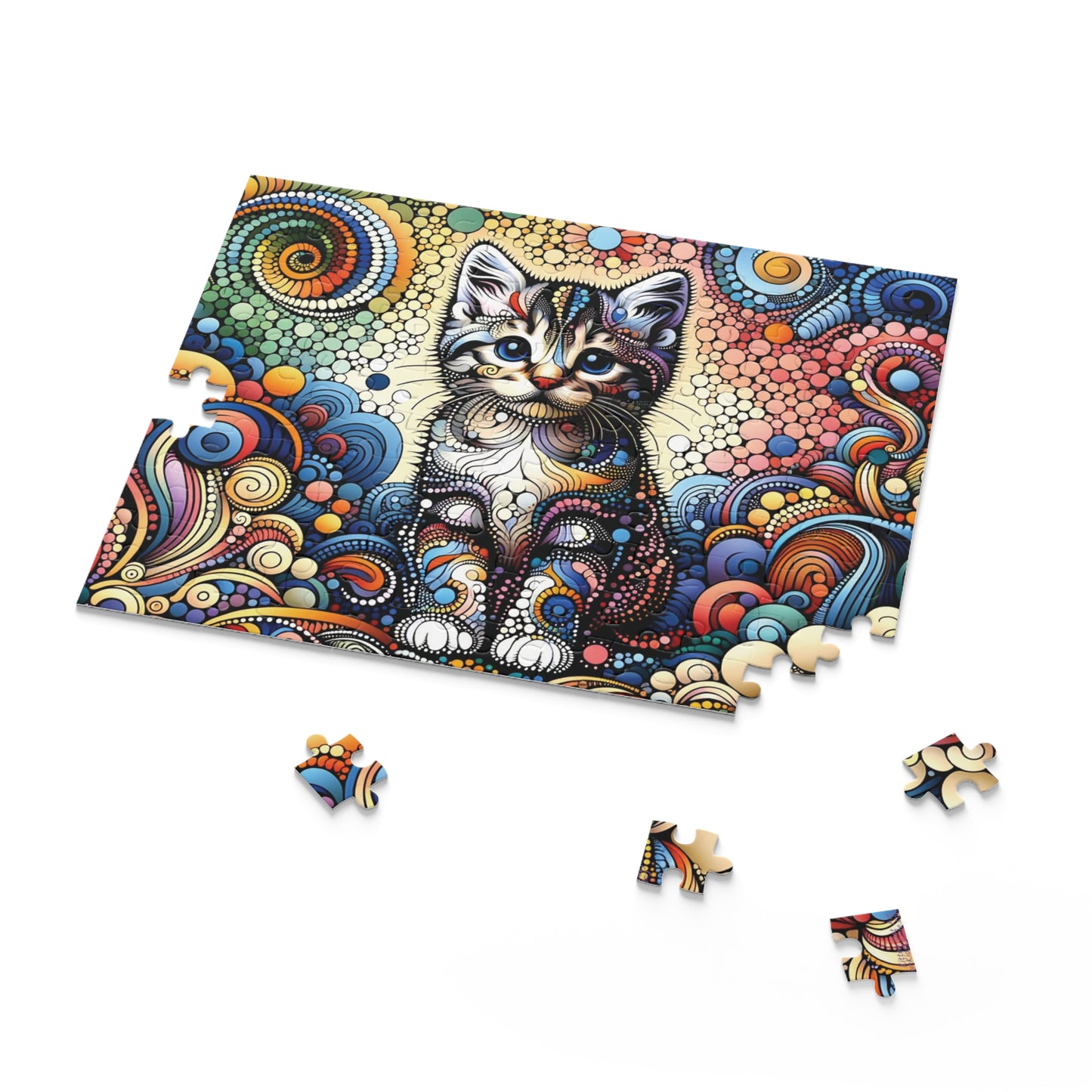 Cute Kitten Dot Art Jigsaw Puzzle (120, 252, 500-Piece) 10" × 8" (120 pcs)