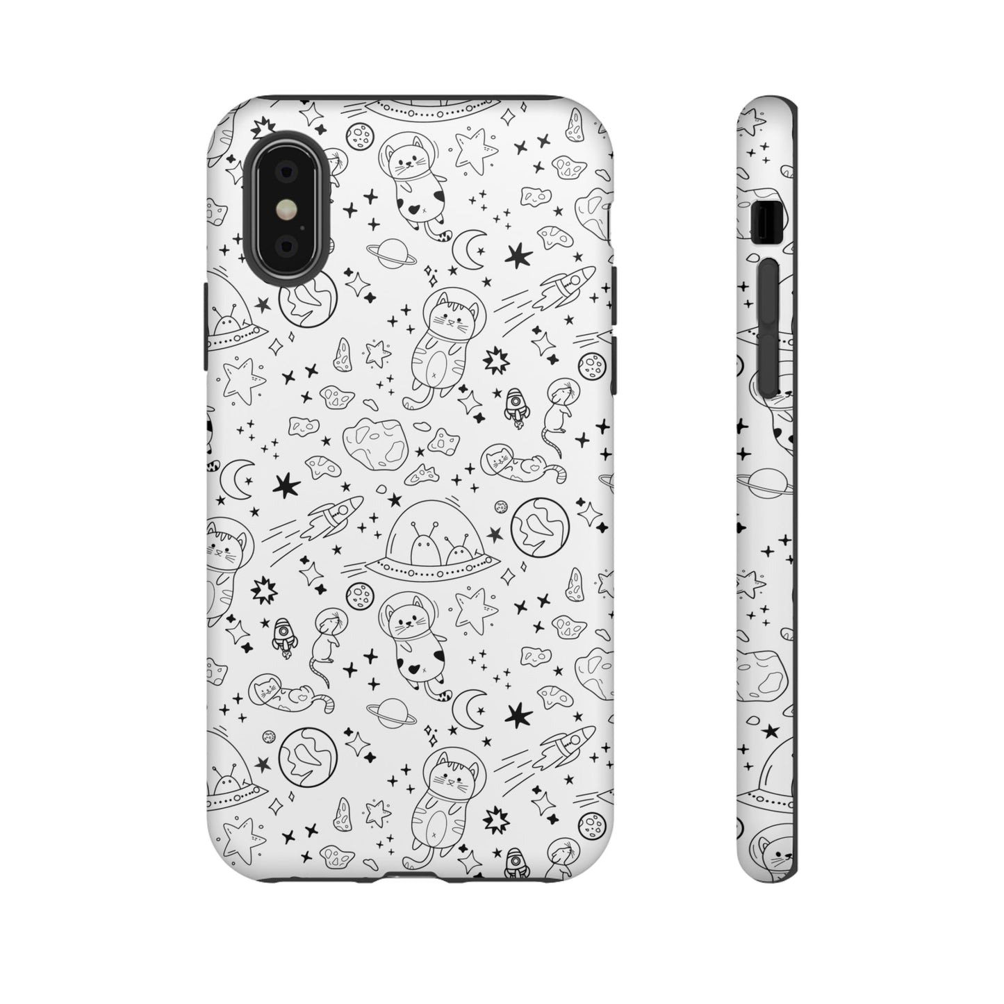 Cosmic Space Cats Doodle Tough iPhone Case