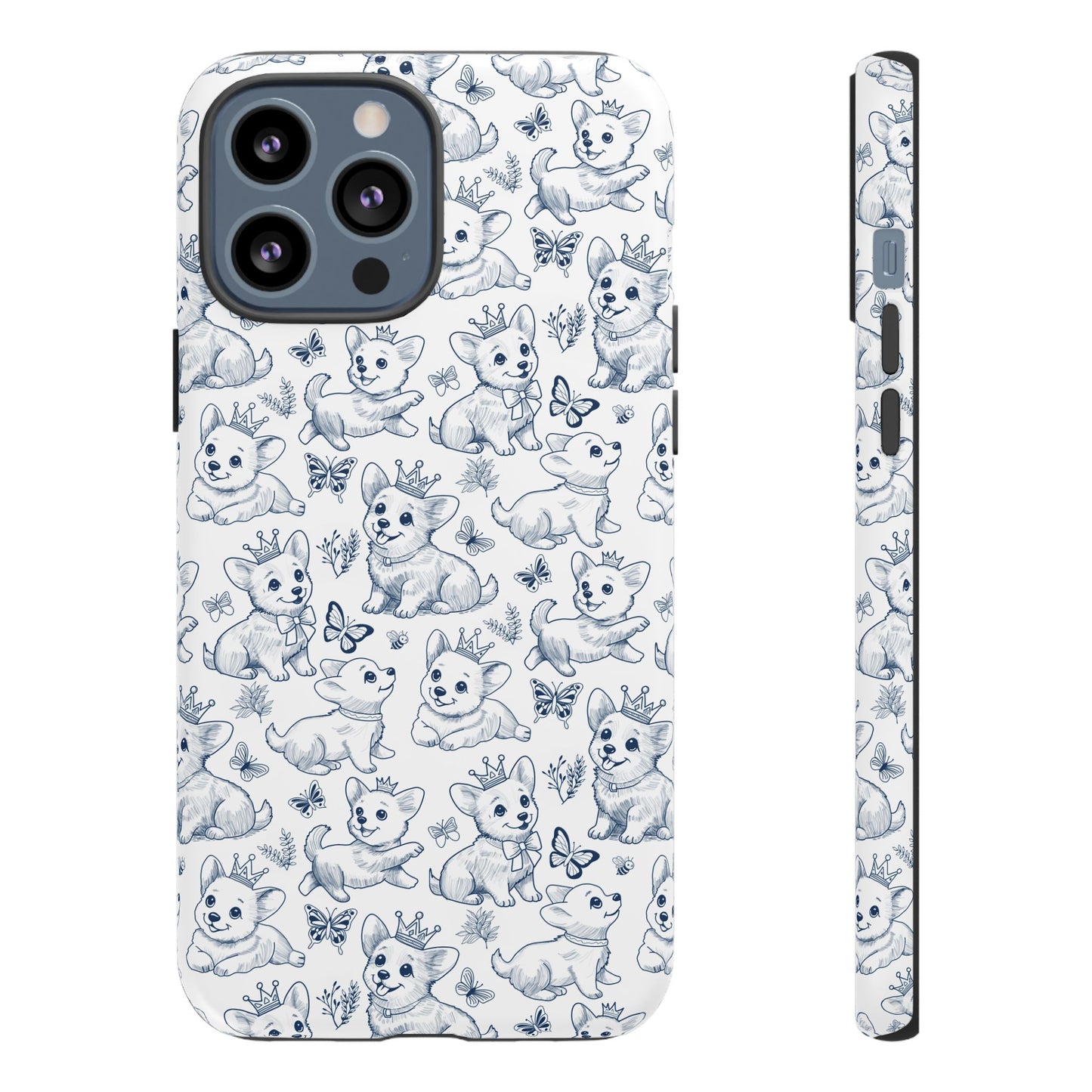 Playful Corgi Toile de Jouy IPhone Tough Phone Case