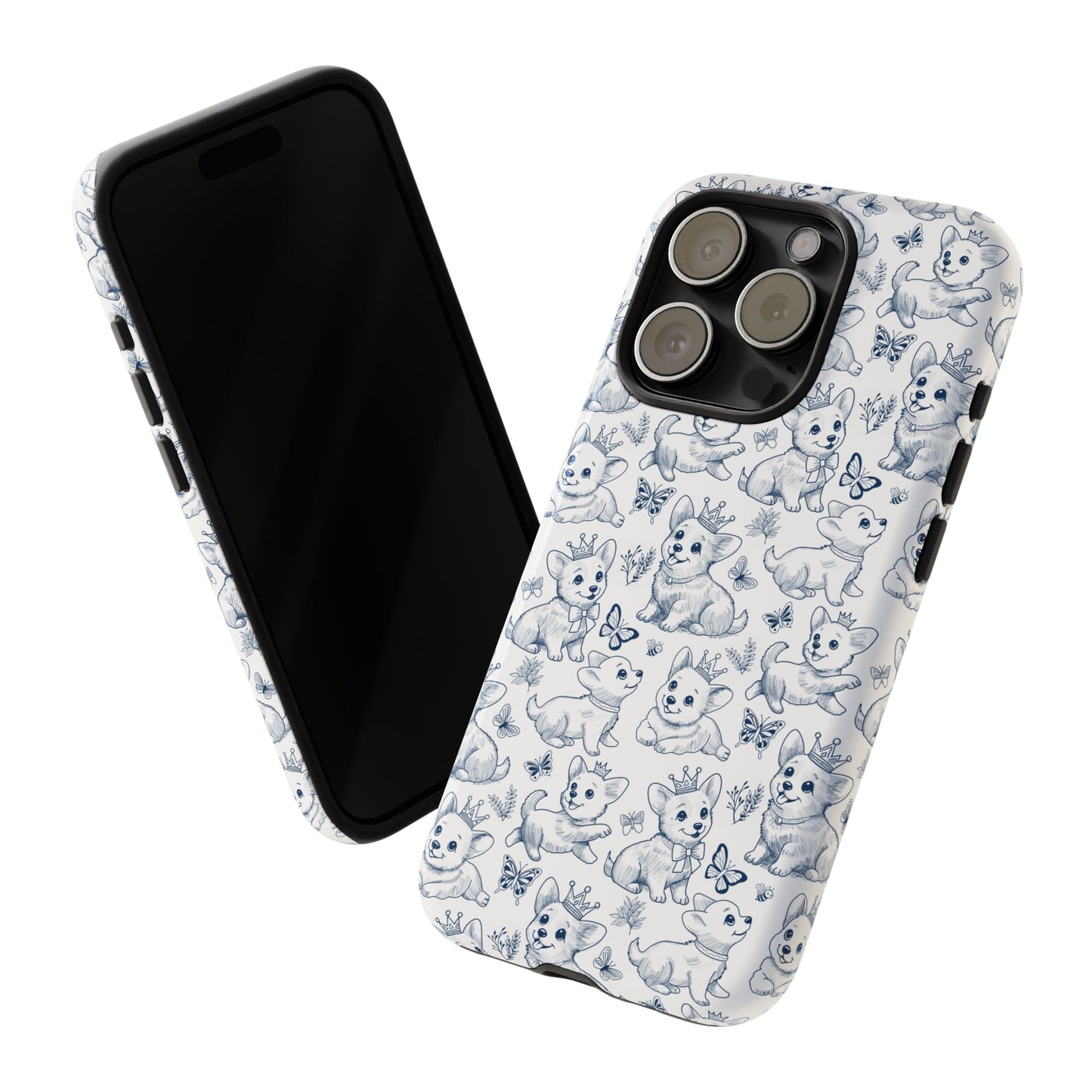 Playful Corgi Toile de Jouy IPhone Tough Phone Case