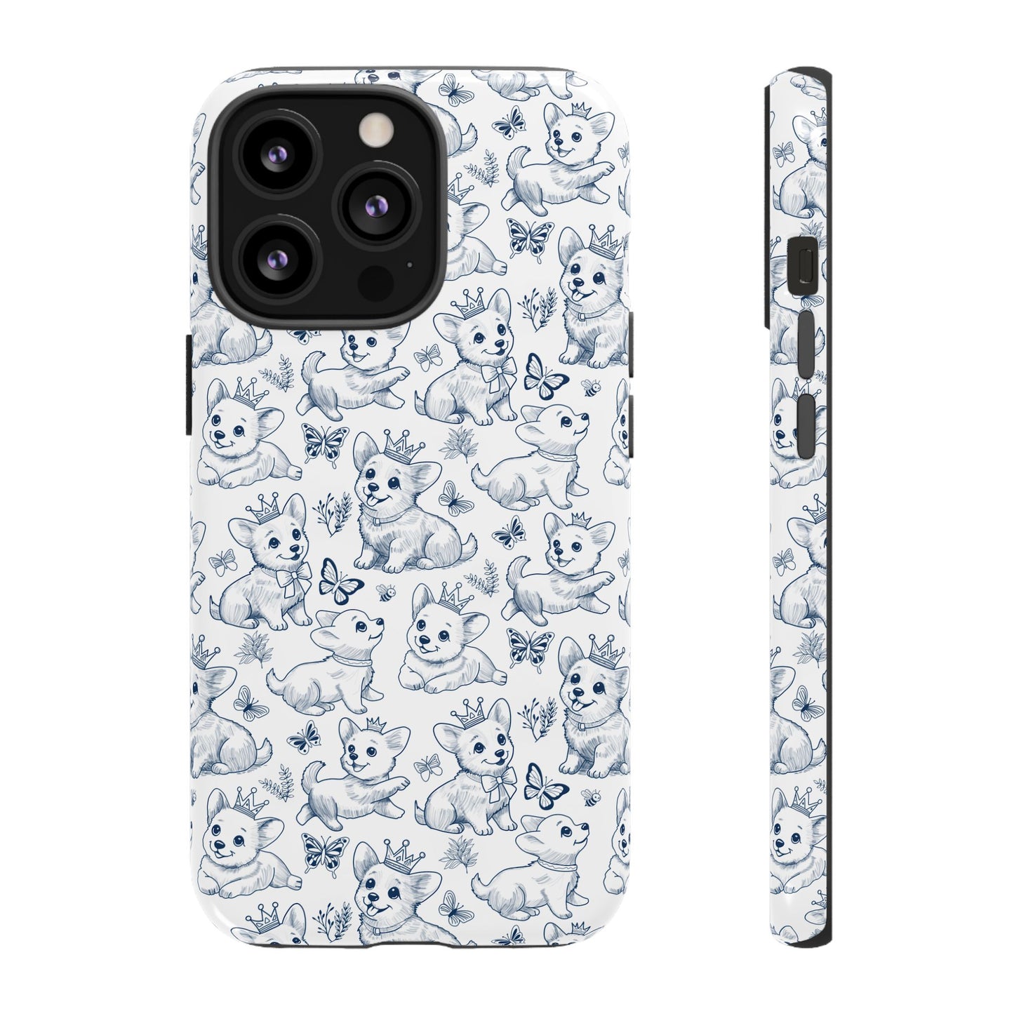 Playful Corgi Toile de Jouy IPhone Tough Phone Case