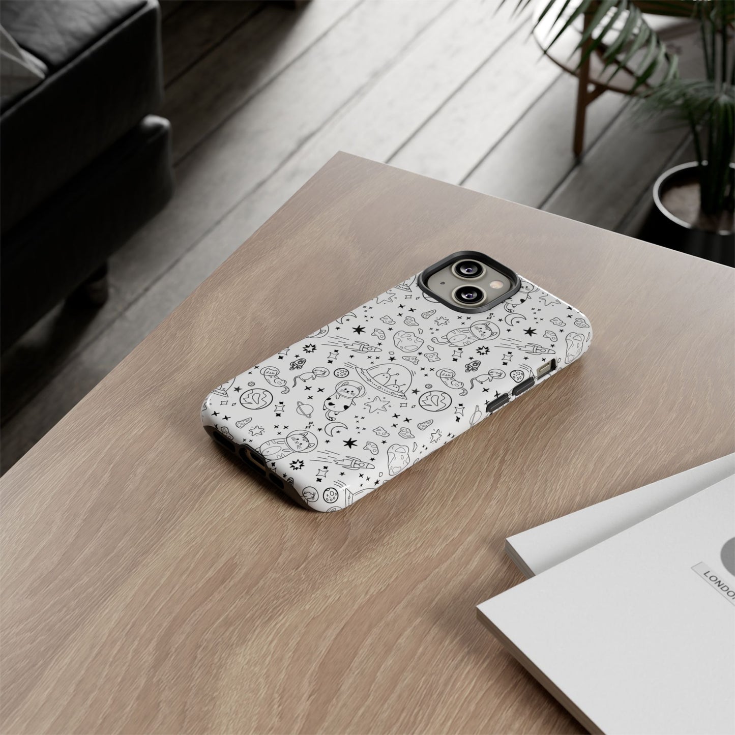 Cosmic Space Cats Doodle Tough iPhone Case