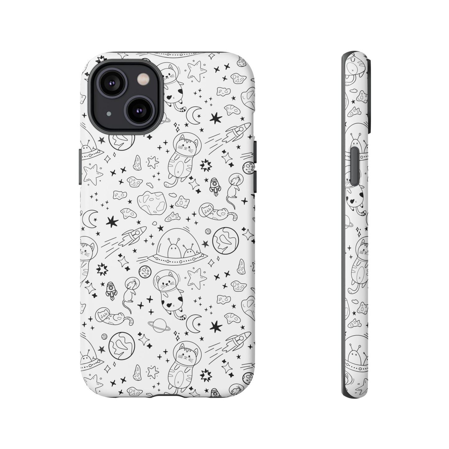 Cosmic Space Cats Doodle Tough iPhone Case