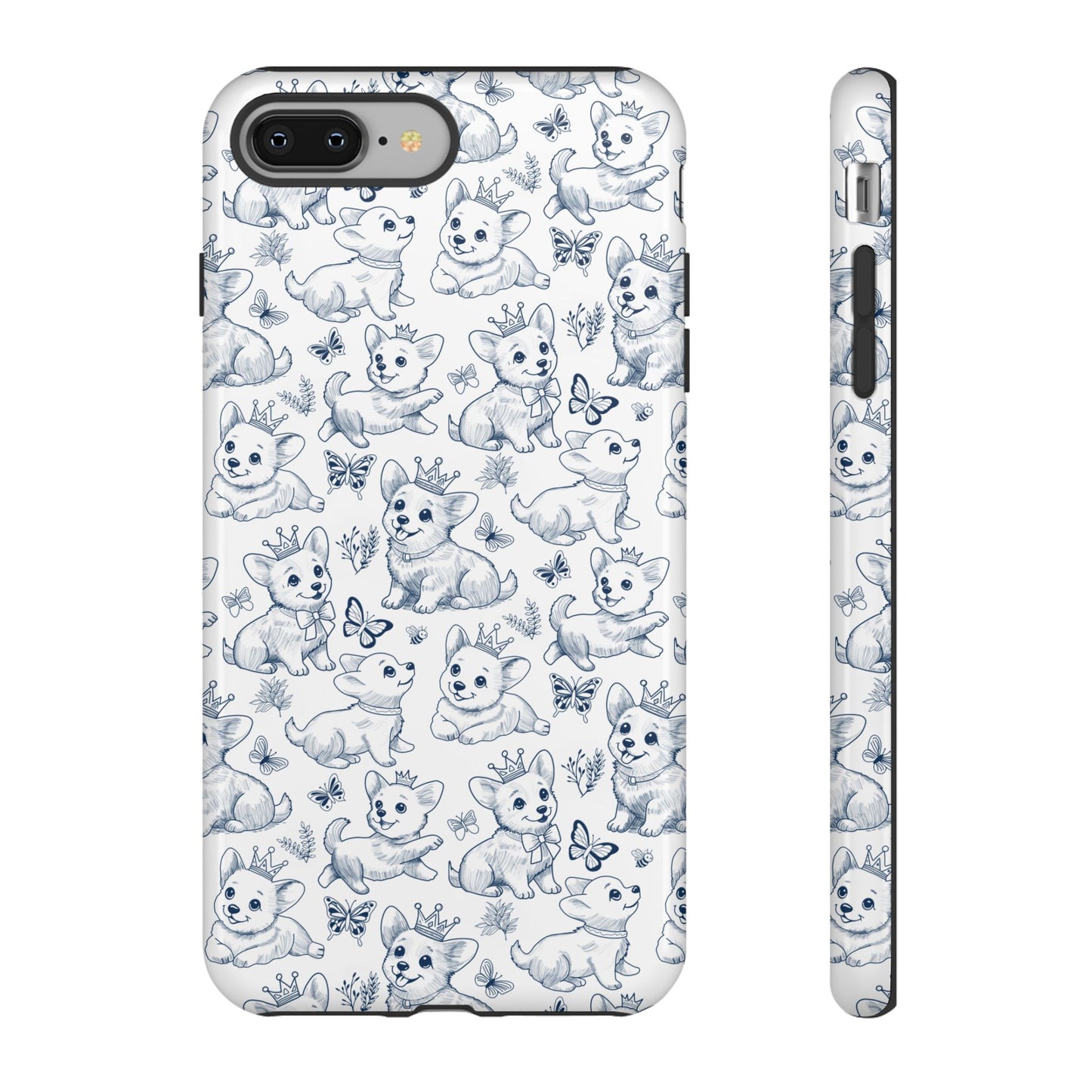 Playful Corgi Toile de Jouy IPhone Tough Phone Case