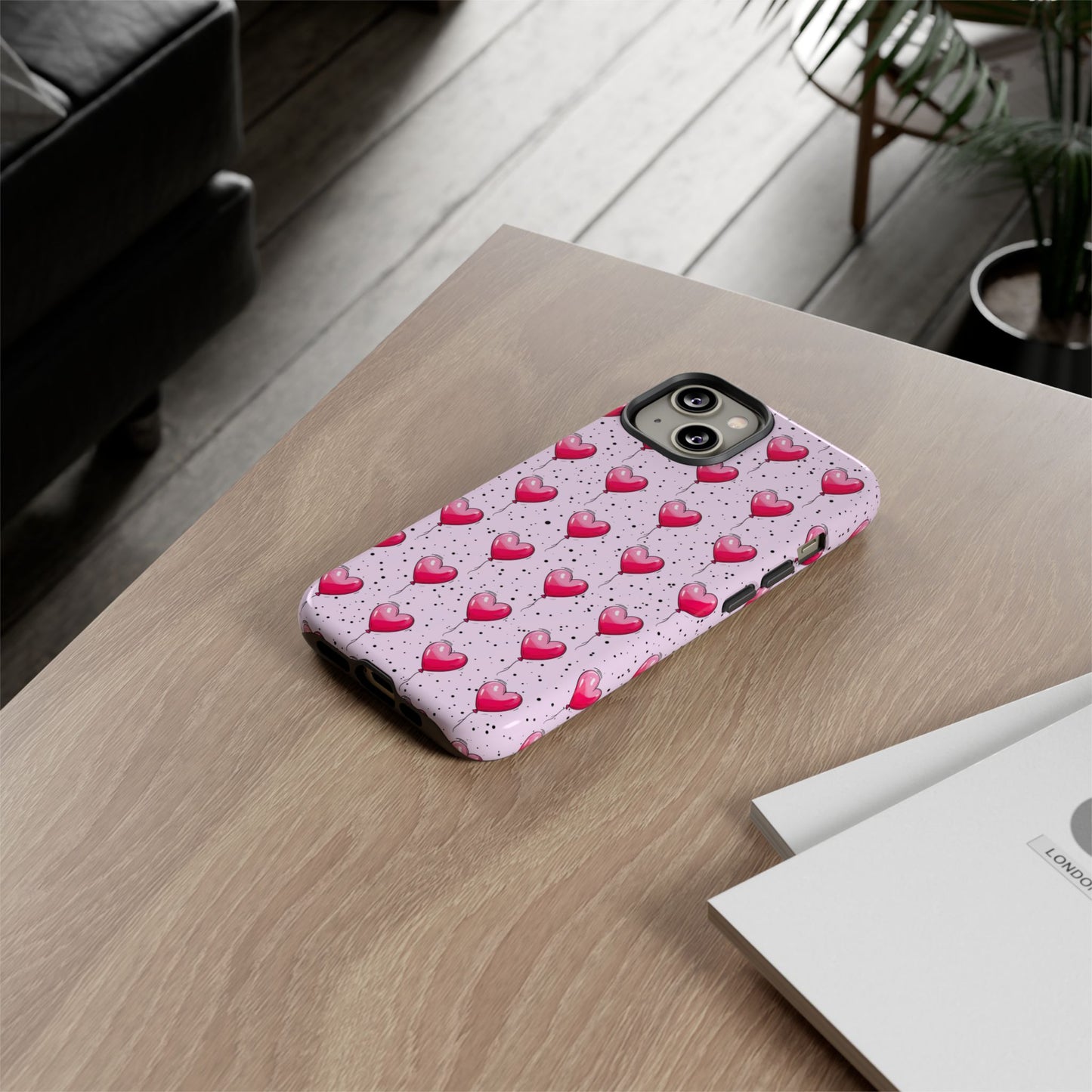 Heart-Shaped Balloons Pink Tough iPhone Case