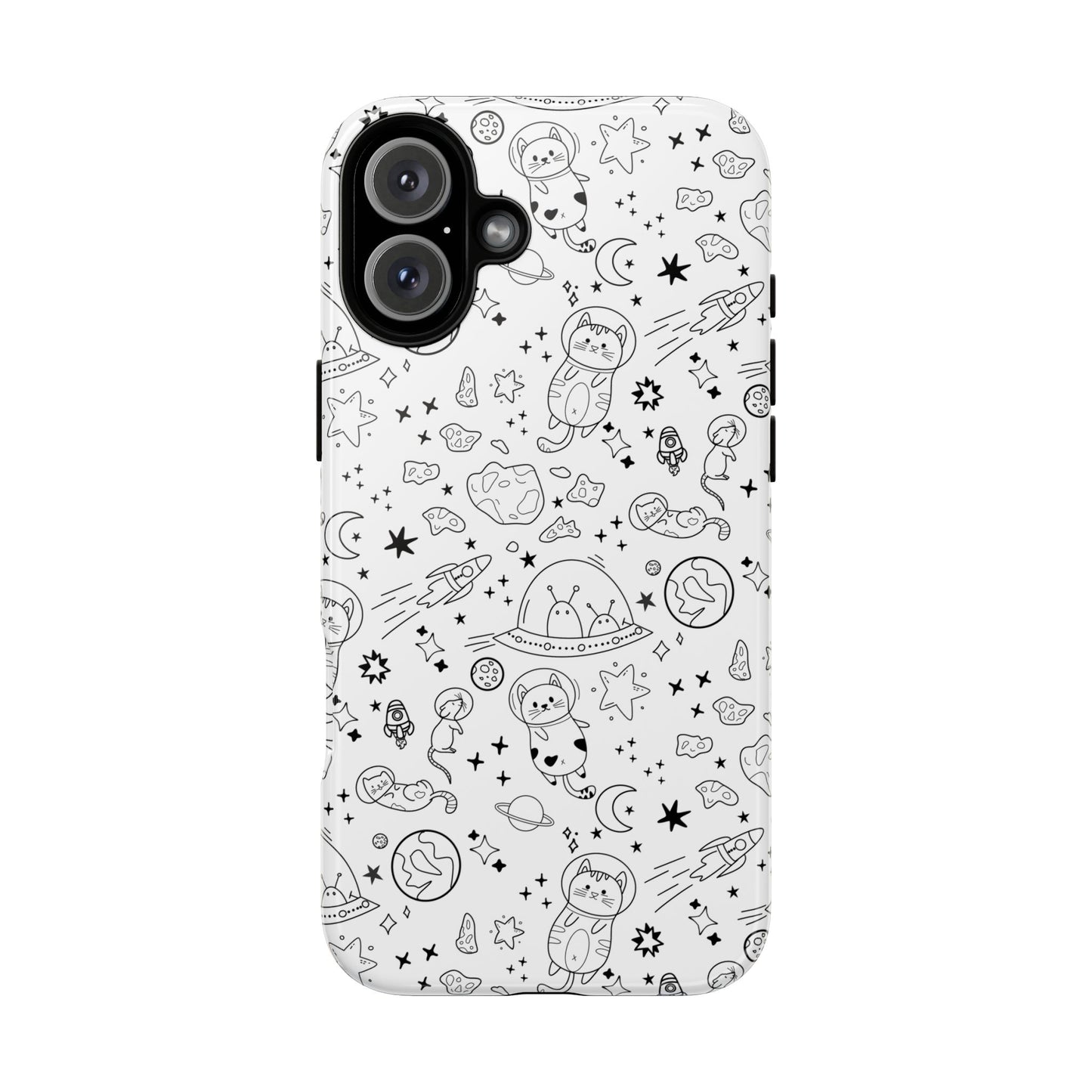 Cosmic Space Cats Doodle Tough iPhone Case