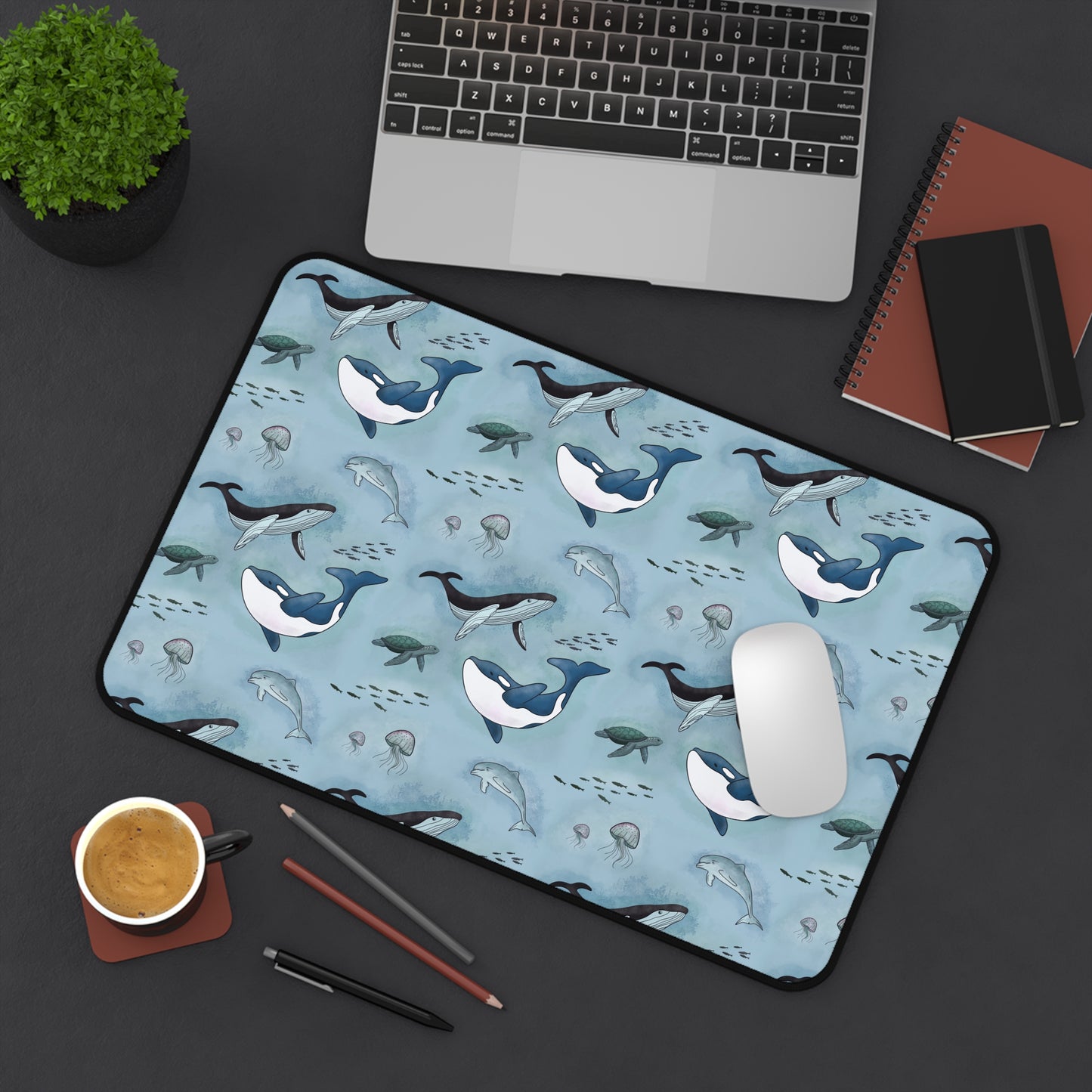 Ocean-Inspired Whale, Dolphin & Sea Turtle Desk Mat