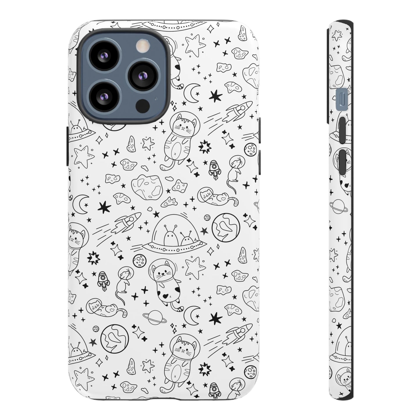 Cosmic Space Cats Doodle Tough iPhone Case