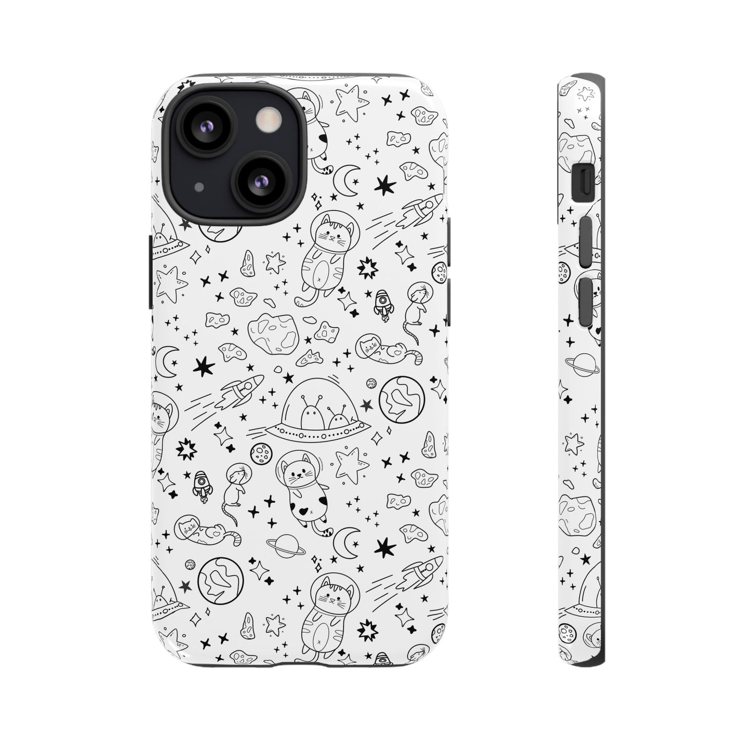 Cosmic Space Cats Doodle Tough iPhone Case