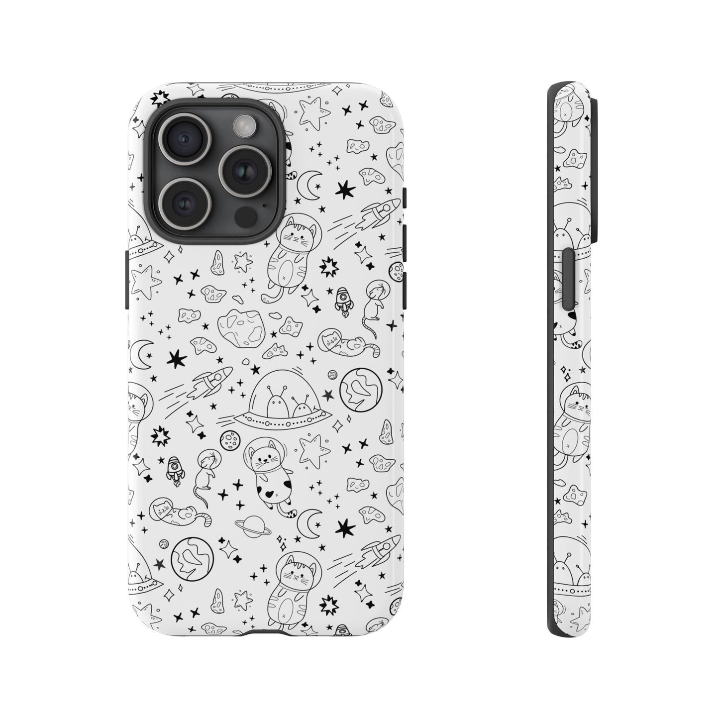 Cosmic Space Cats Doodle Tough iPhone Case