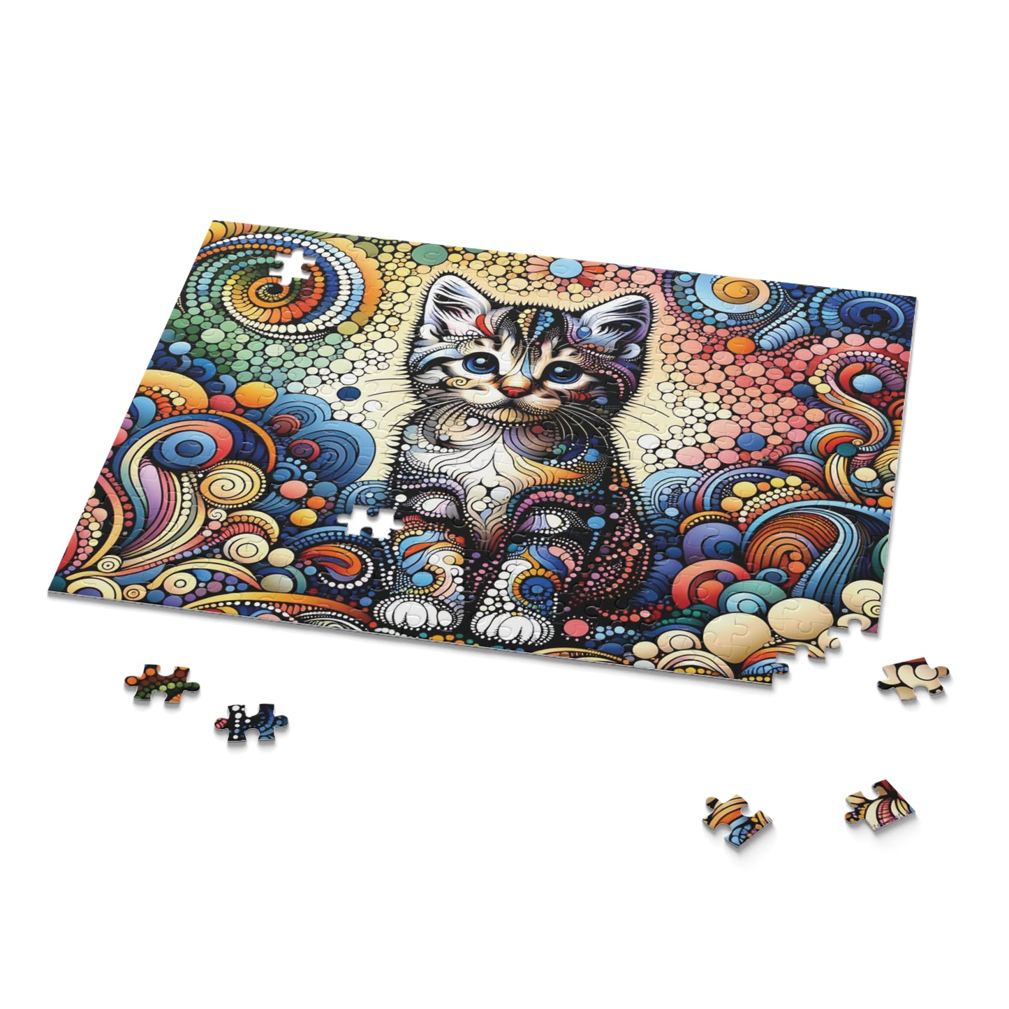 Cute Kitten Dot Art Jigsaw Puzzle (120, 252, 500-Piece) 14" × 11" (252 pcs)