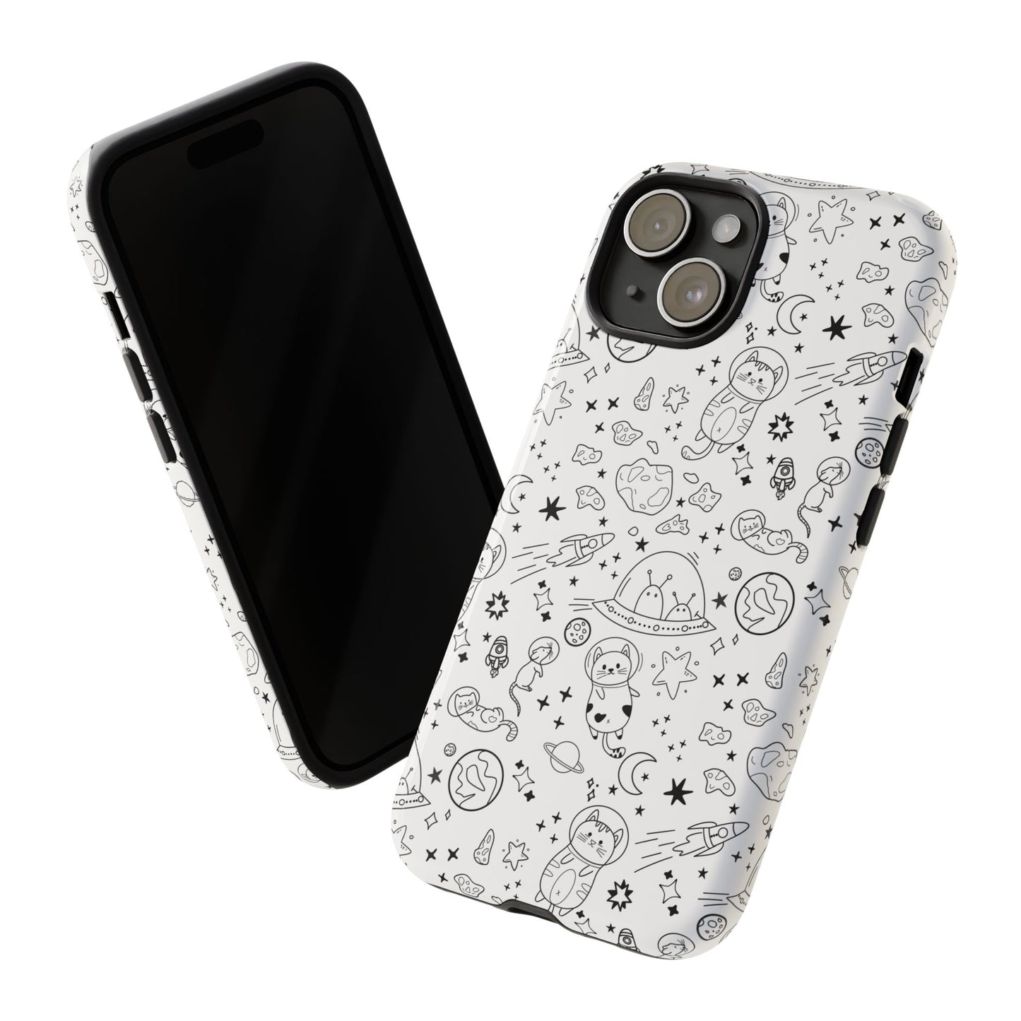 Cosmic Space Cats Doodle Tough iPhone Case