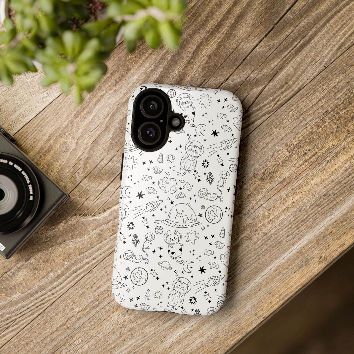 Cosmic Space Cats Doodle Tough iPhone Case