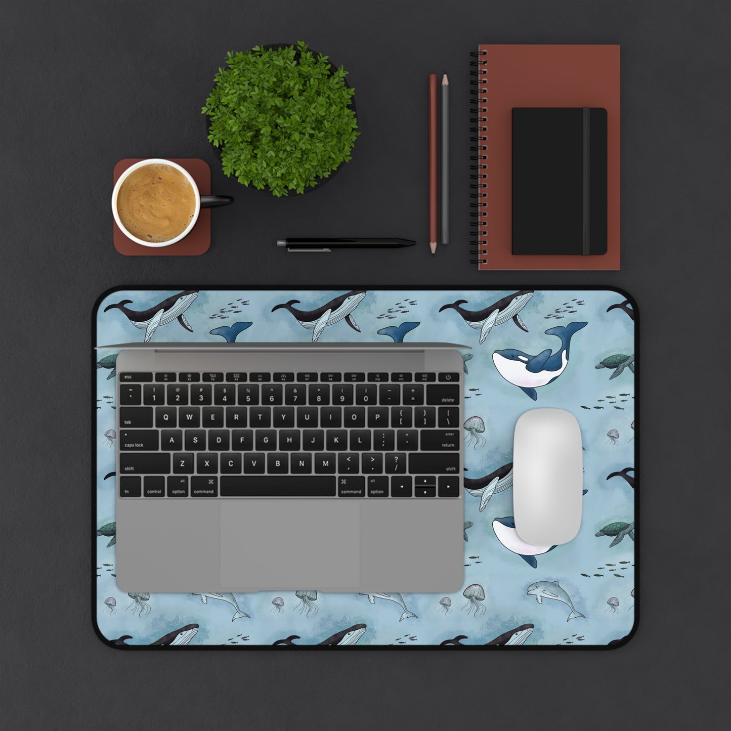 Ocean-Inspired Whale, Dolphin & Sea Turtle Desk Mat
