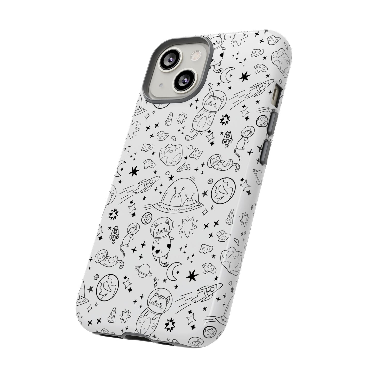 Cosmic Space Cats Doodle Tough iPhone Case