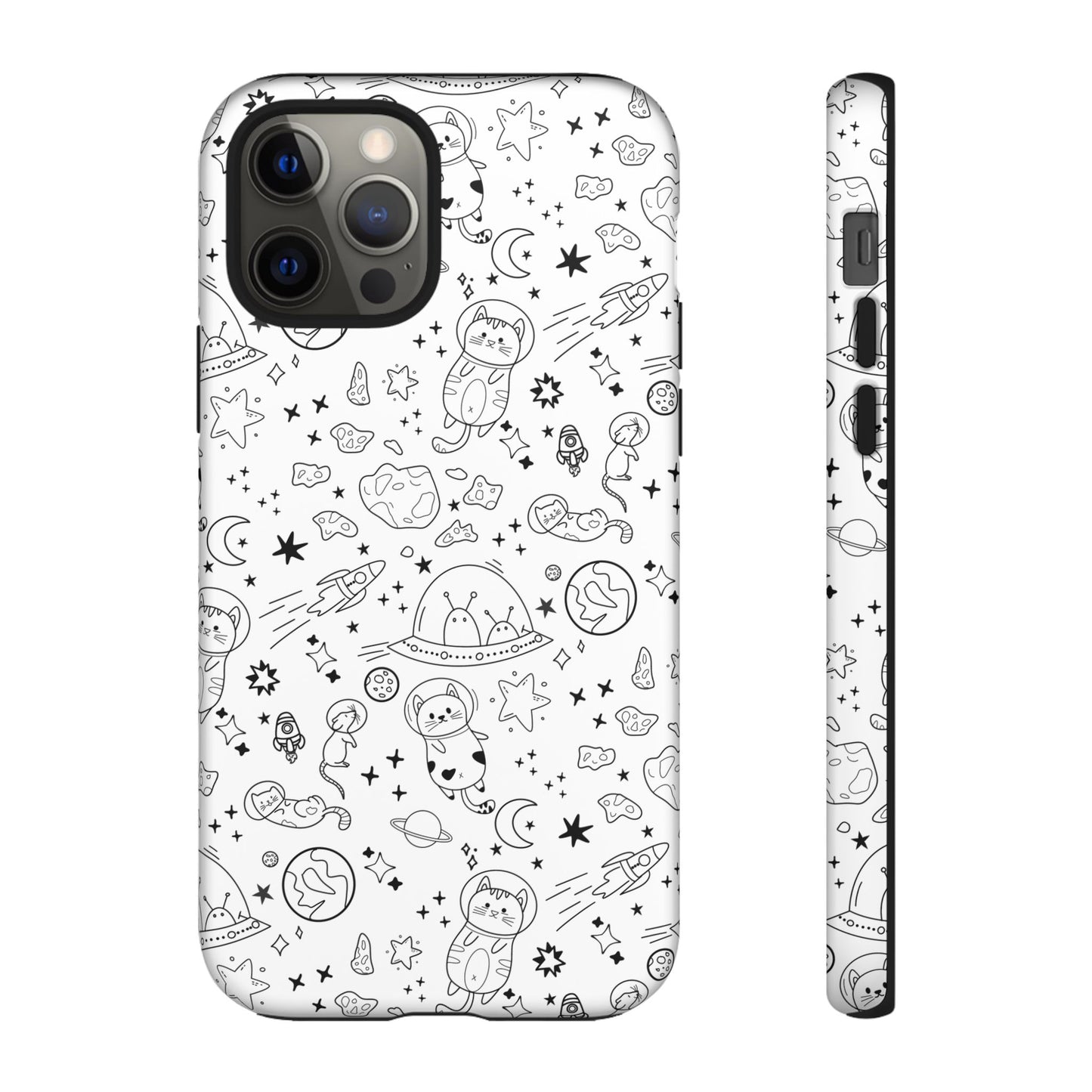 Cosmic Space Cats Doodle Tough iPhone Case