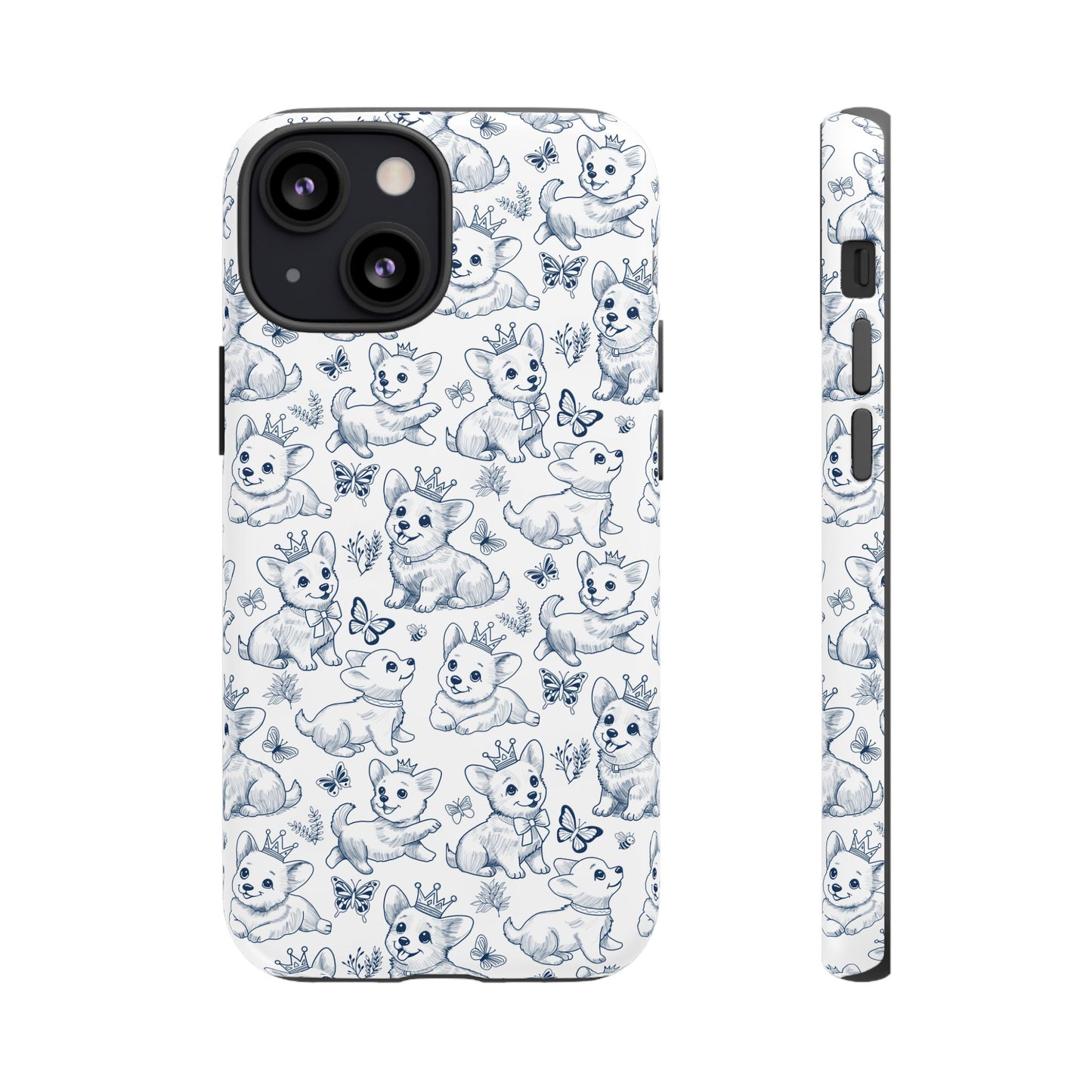 Playful Corgi Toile de Jouy IPhone Tough Phone Case
