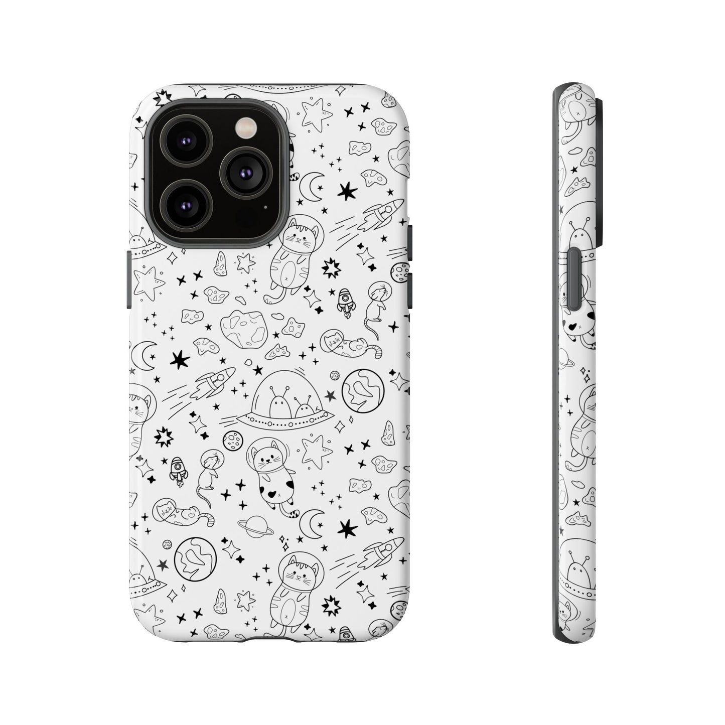 Cosmic Space Cats Doodle Tough iPhone Case