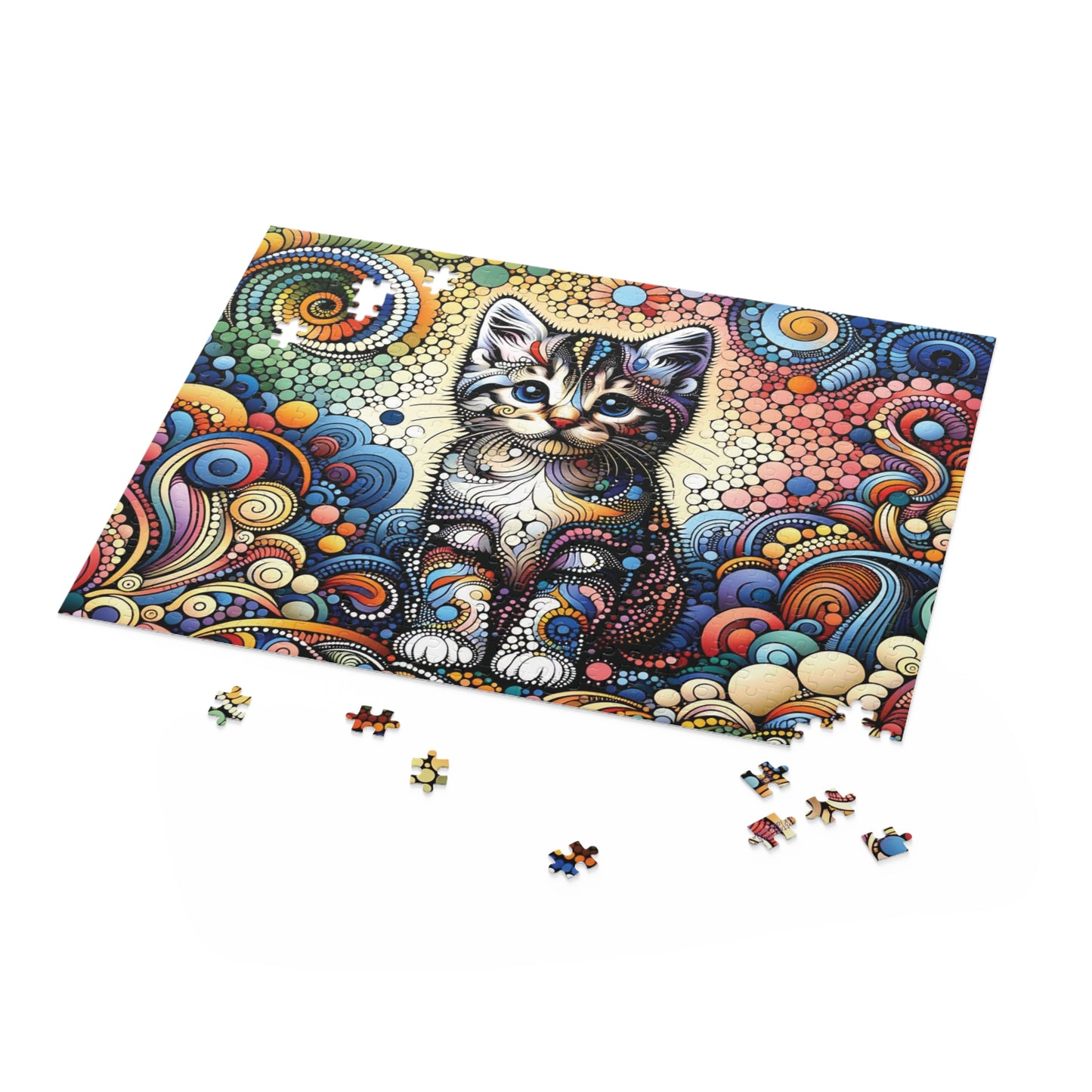 Cute Kitten Dot Art Jigsaw Puzzle (120, 252, 500-Piece) 20" × 16" (500 pcs)