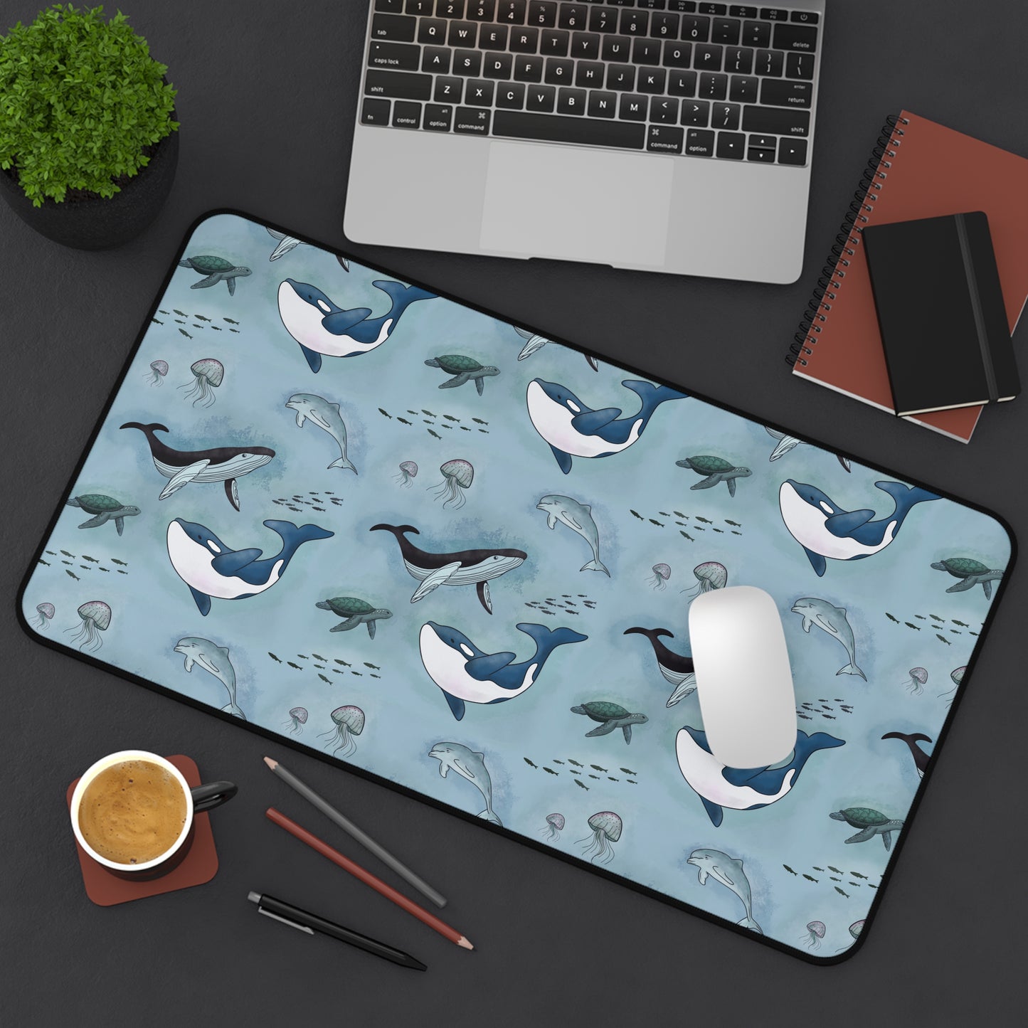 Ocean-Inspired Whale, Dolphin & Sea Turtle Desk Mat