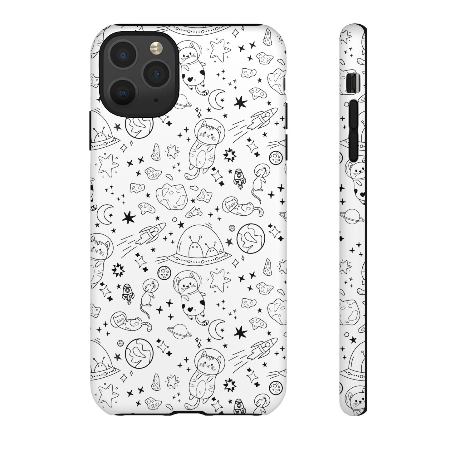 Cosmic Space Cats Doodle Tough iPhone Case