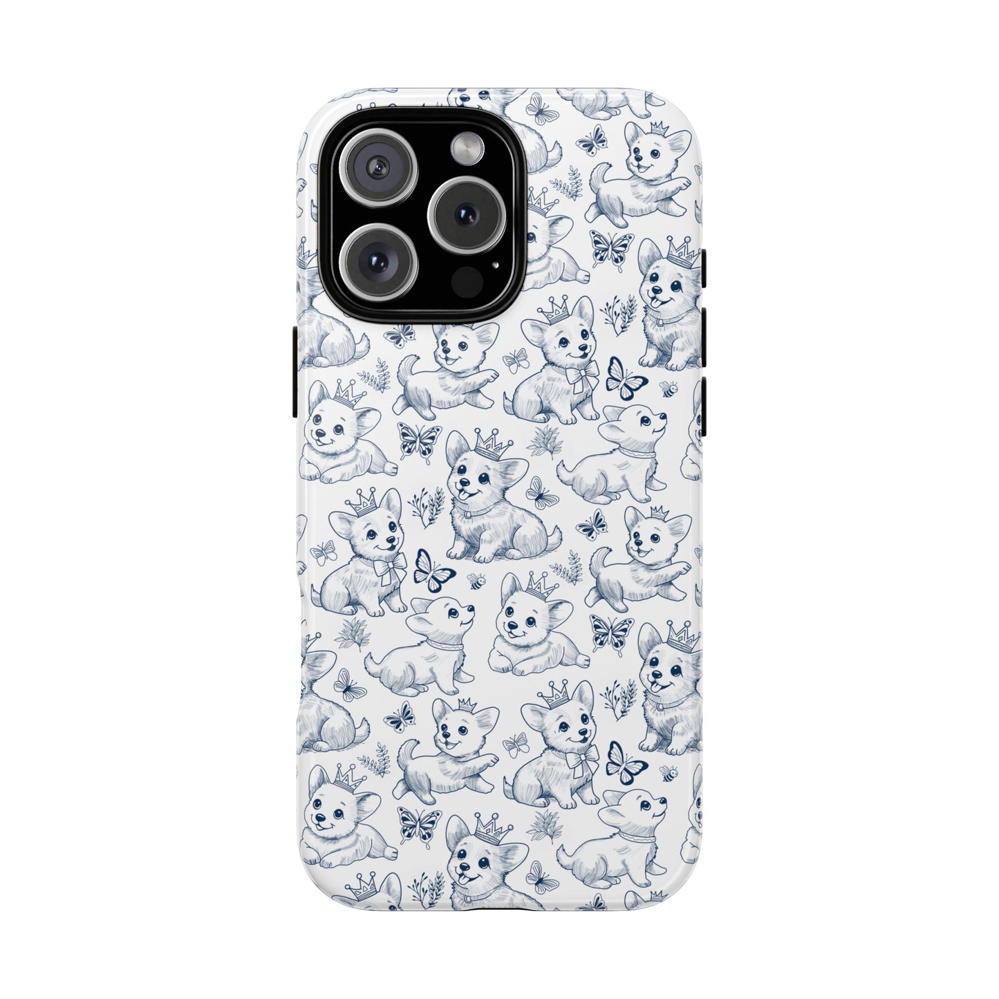 Playful Corgi Toile de Jouy IPhone Tough Phone Case