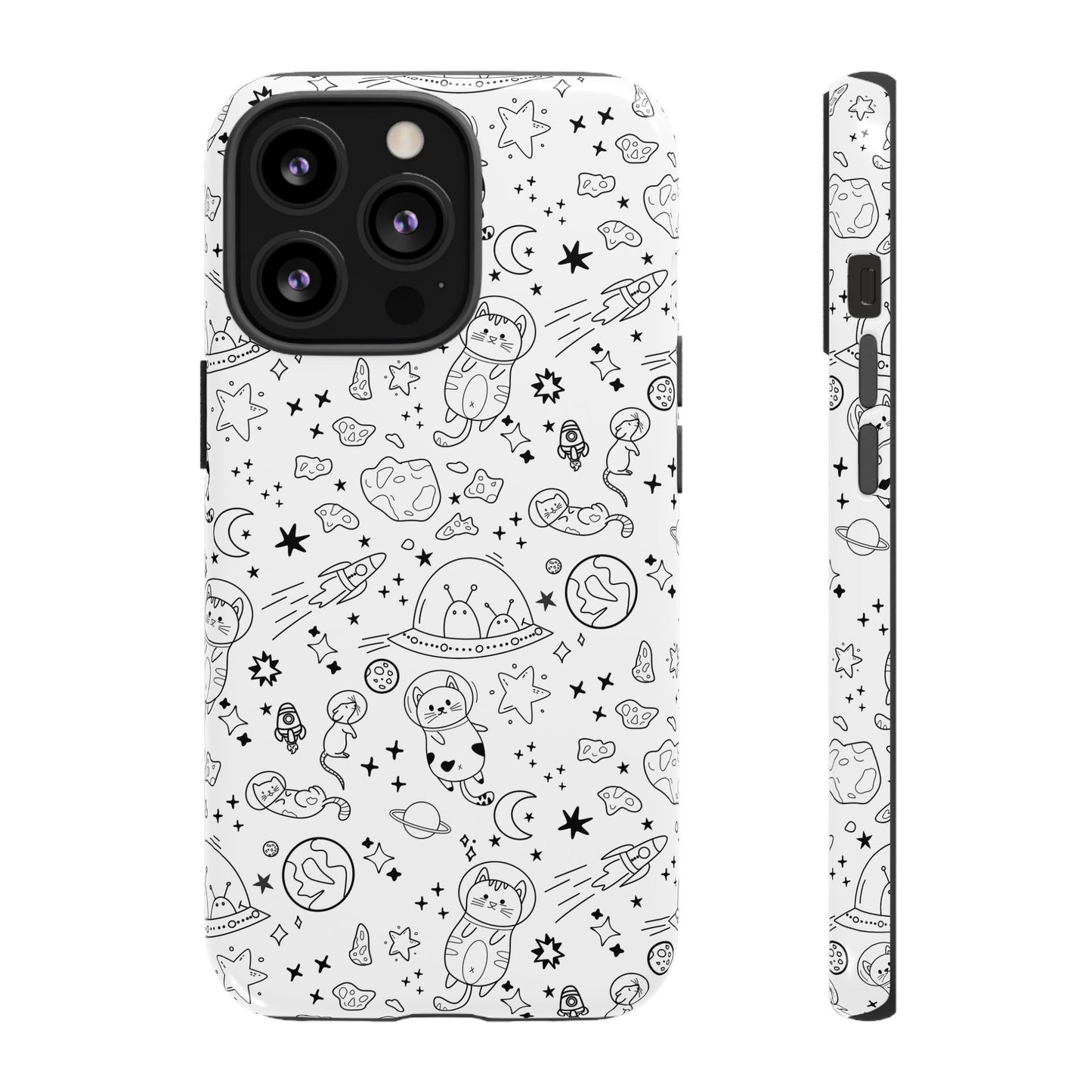 Cosmic Space Cats Doodle Tough iPhone Case