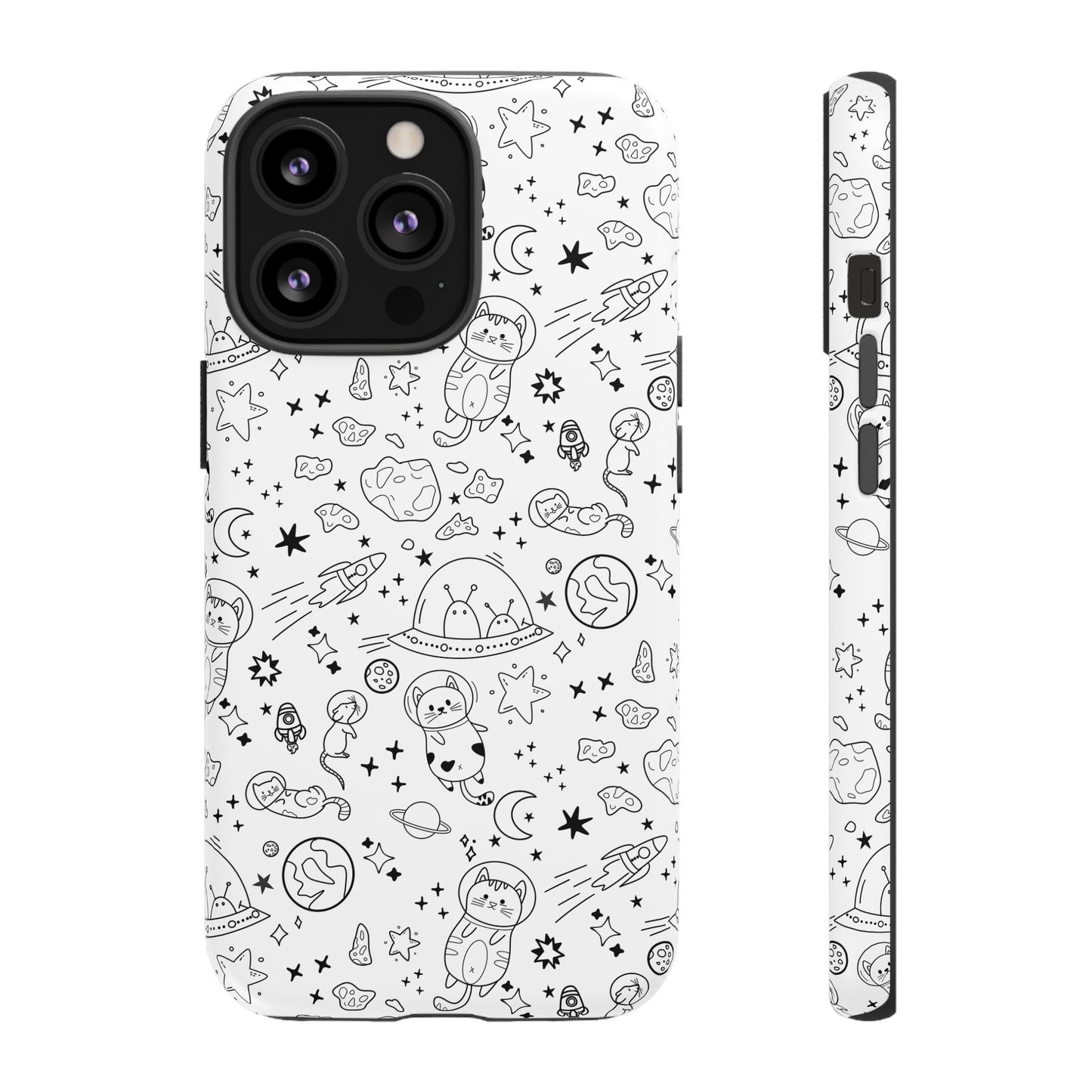 Cosmic Space Cats Doodle Tough iPhone Case