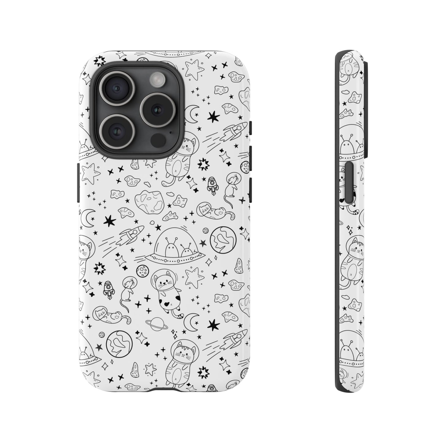 Cosmic Space Cats Doodle Tough iPhone Case