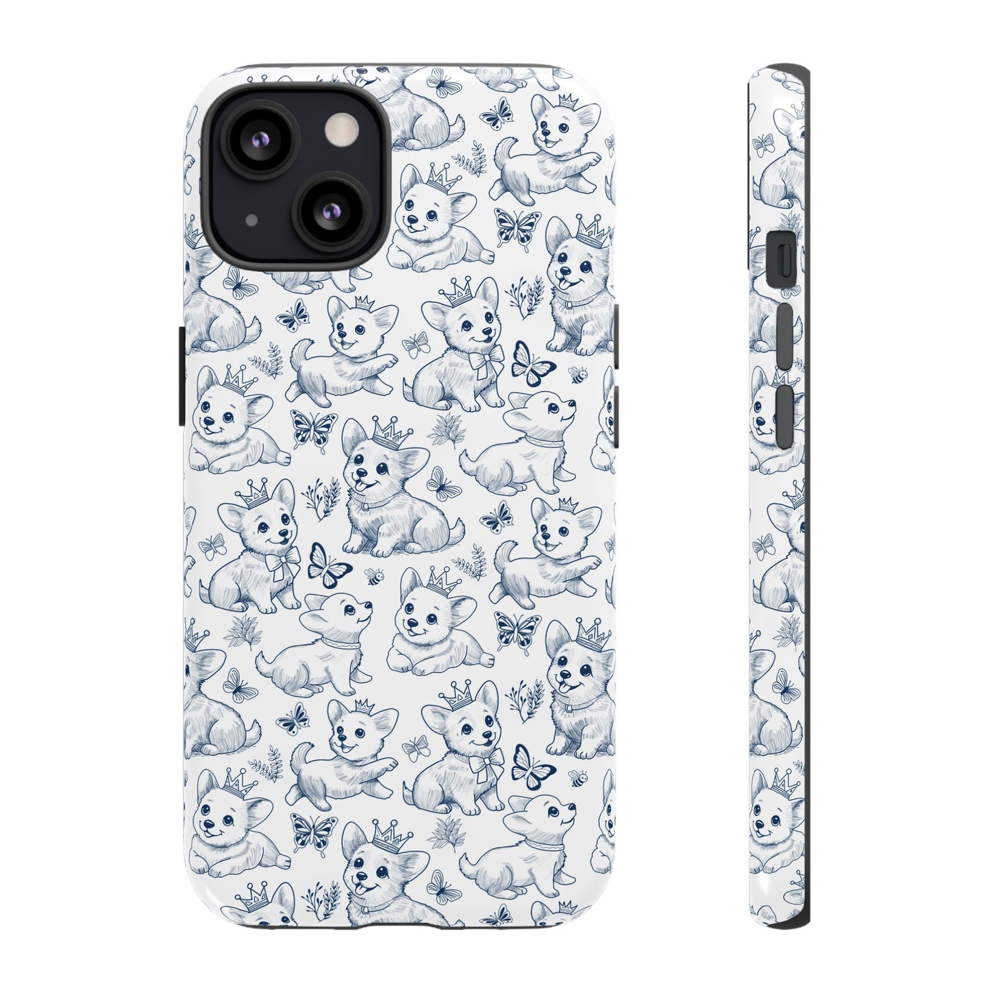 Playful Corgi Toile de Jouy IPhone Tough Phone Case