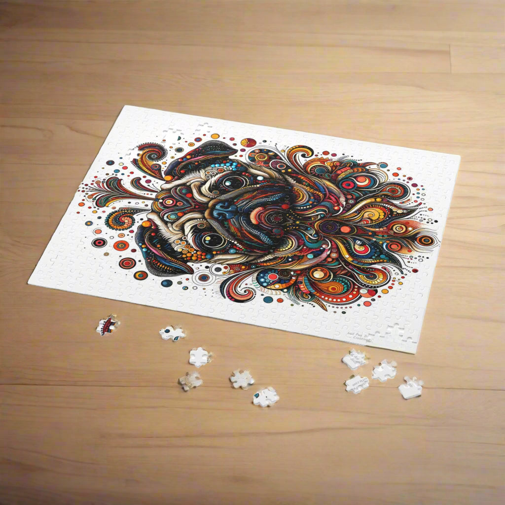 Sad Pug Dot Art Jigsaw Puzzle