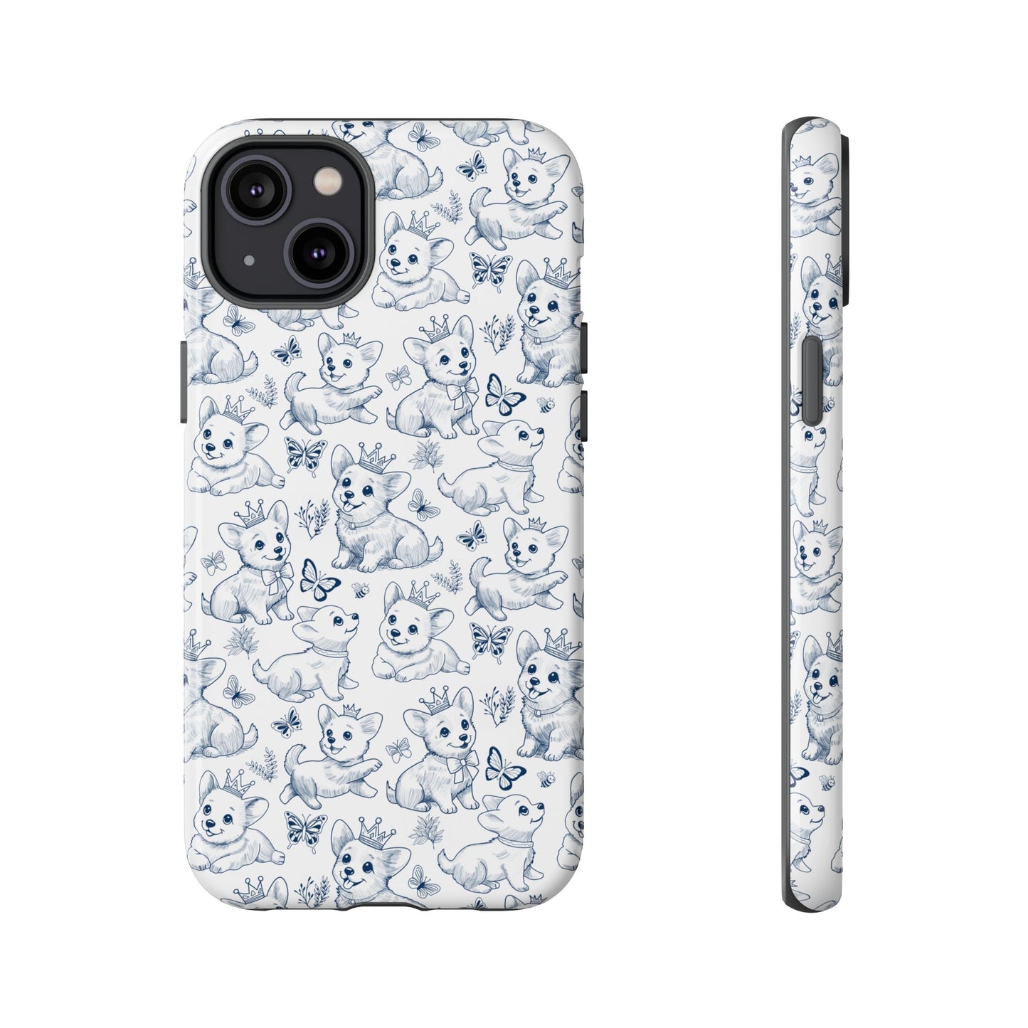 Playful Corgi Toile de Jouy IPhone Tough Phone Case