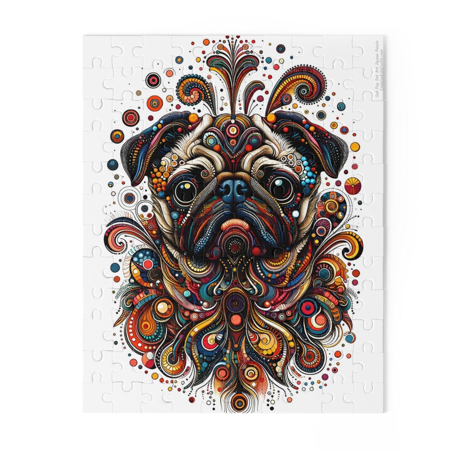 Sad Pug Dot Art Jigsaw Puzzle