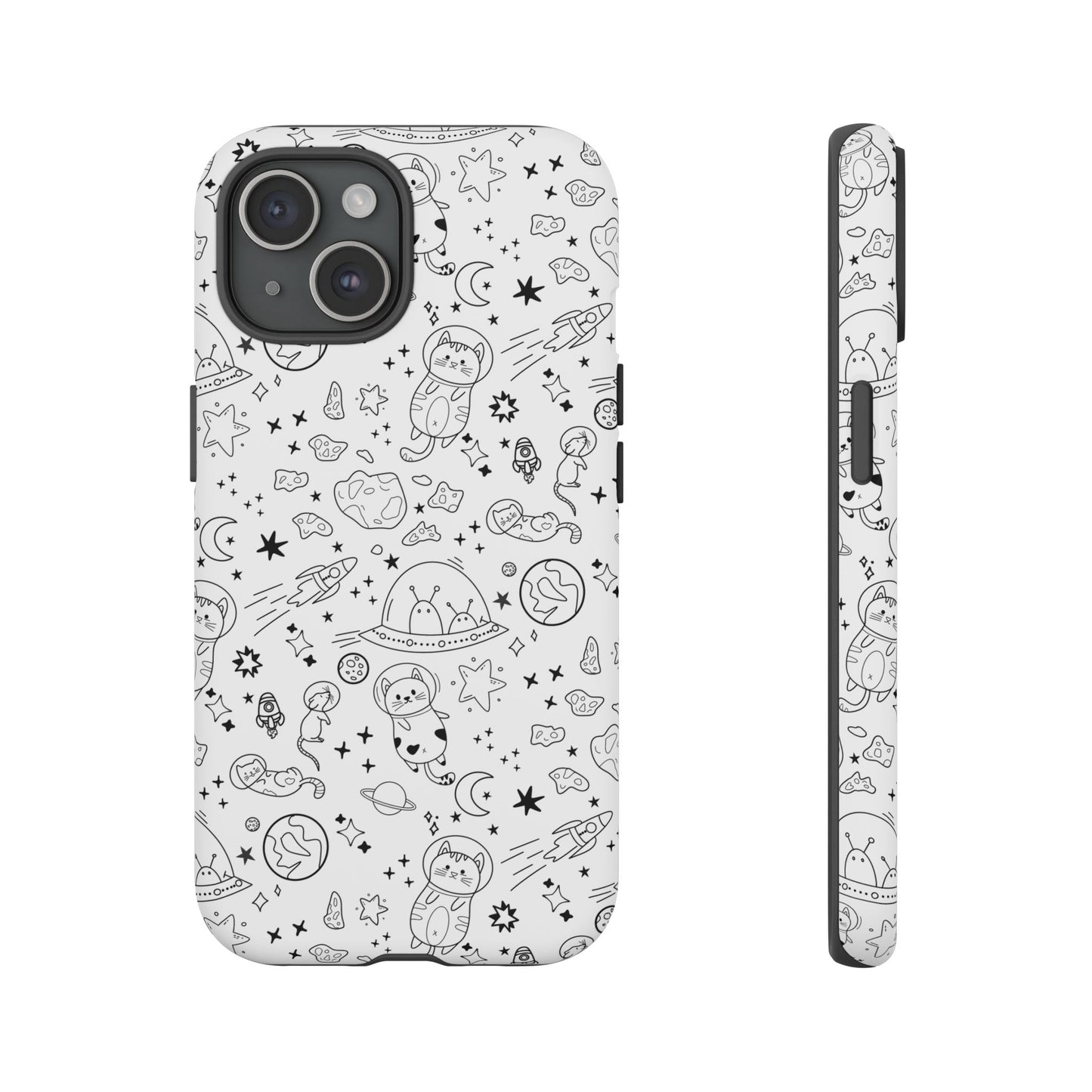 Cosmic Space Cats Doodle Tough iPhone Case