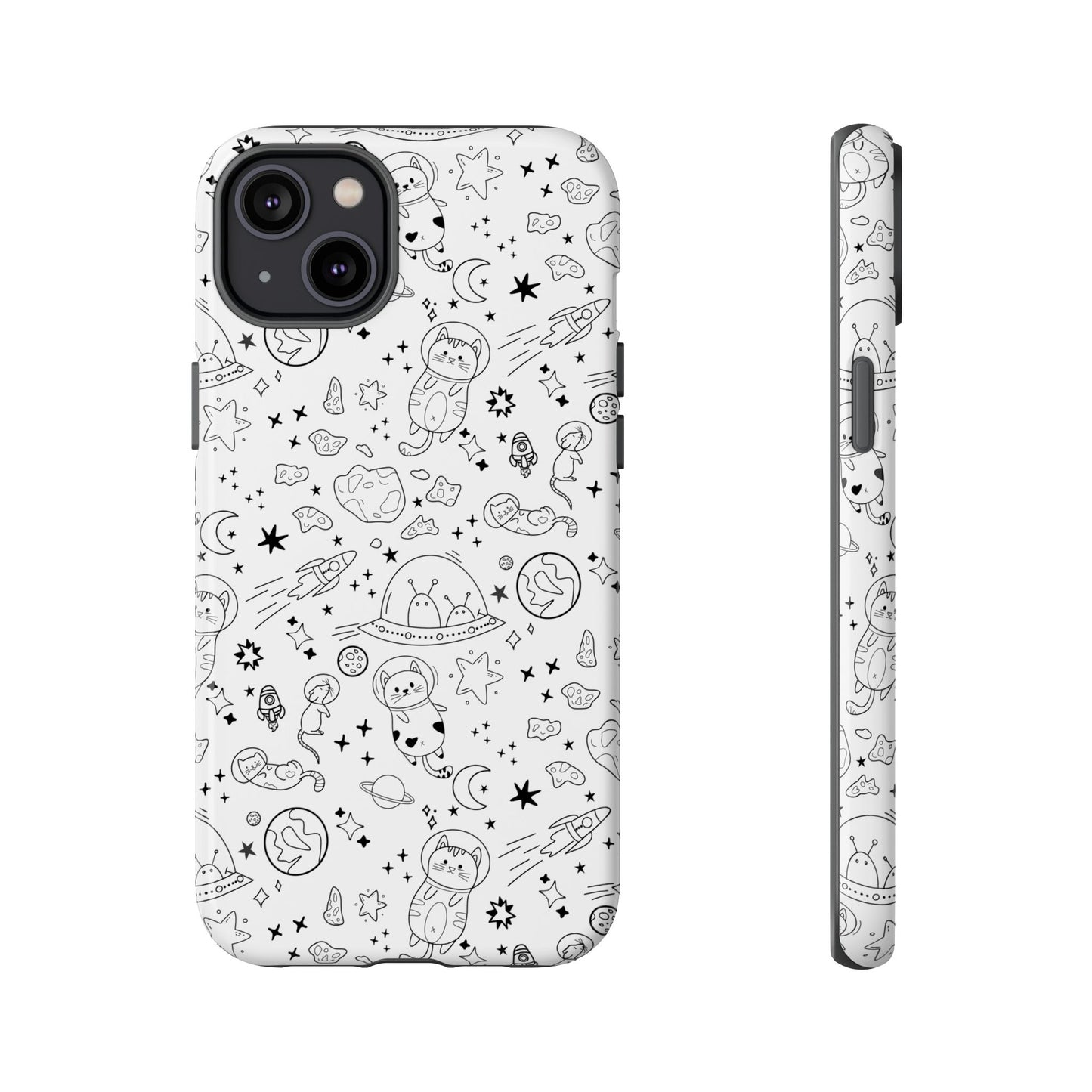 Cosmic Space Cats Doodle Tough iPhone Case