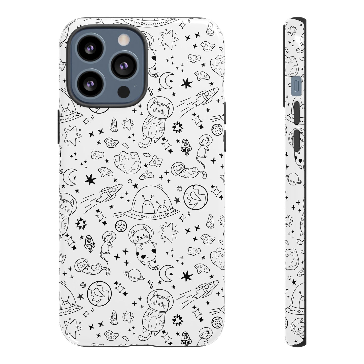 Cosmic Space Cats Doodle Tough iPhone Case