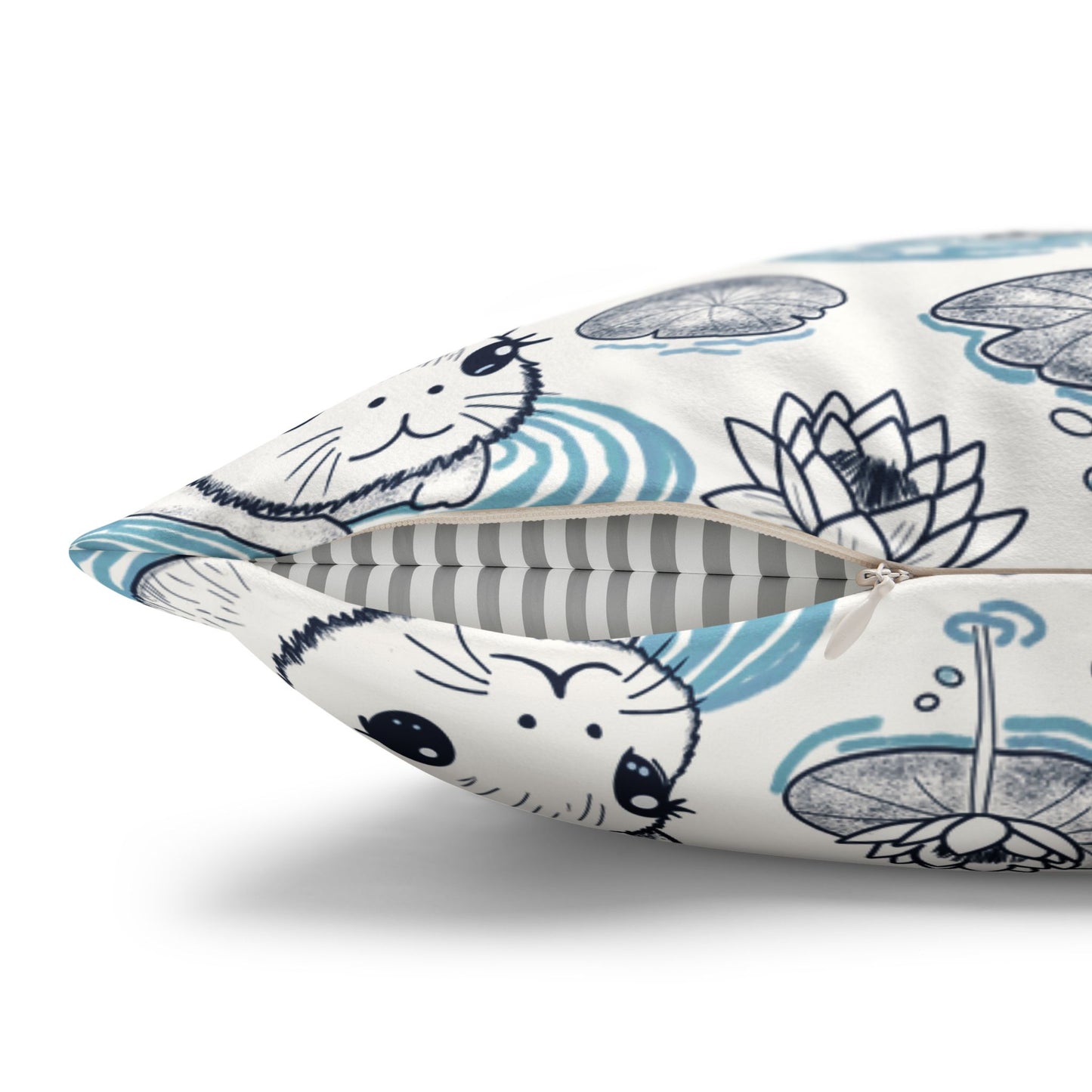 Capybaras in a Lily Pond Faux Suede Square Pillow Cover
