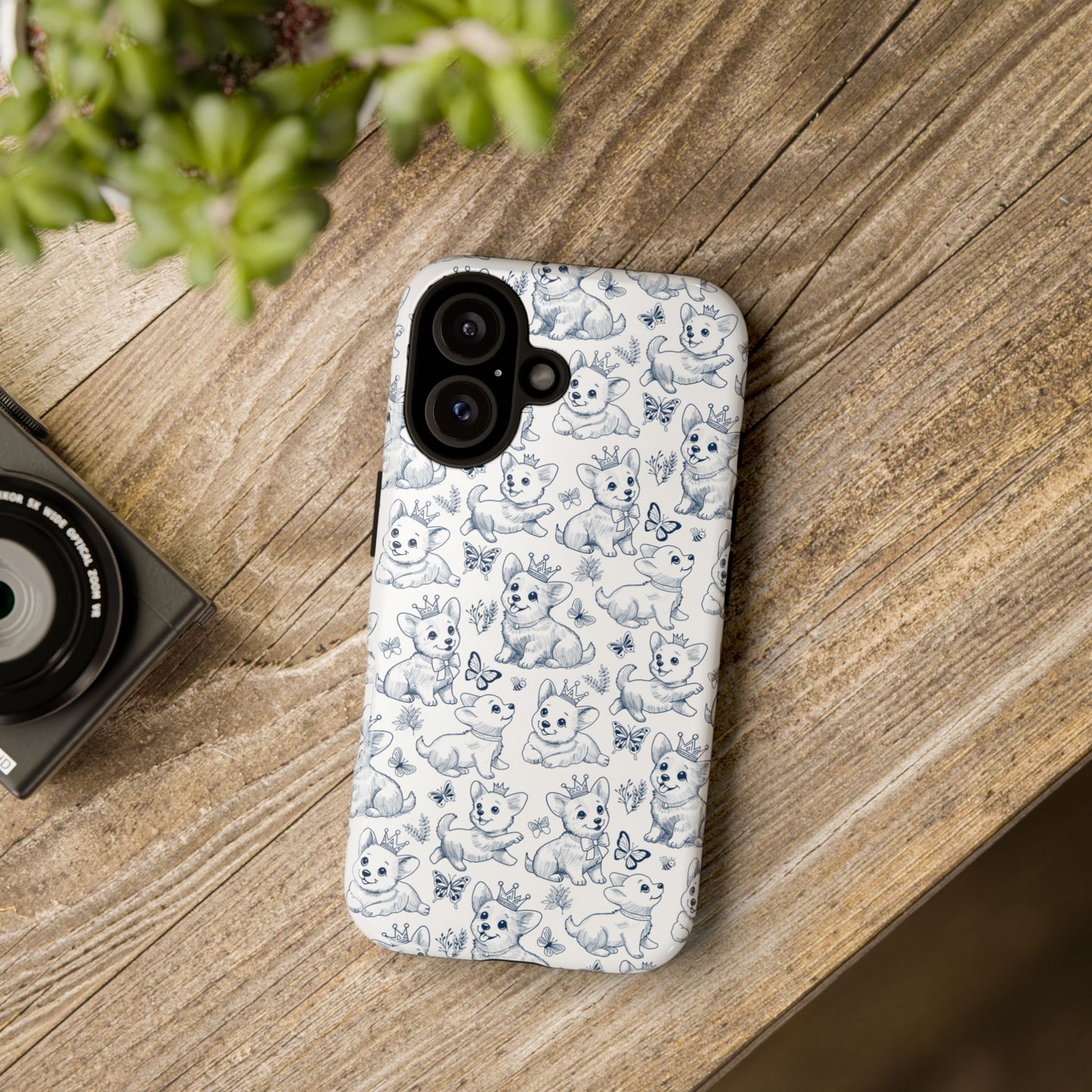 Playful Corgi Toile de Jouy IPhone Tough Phone Case